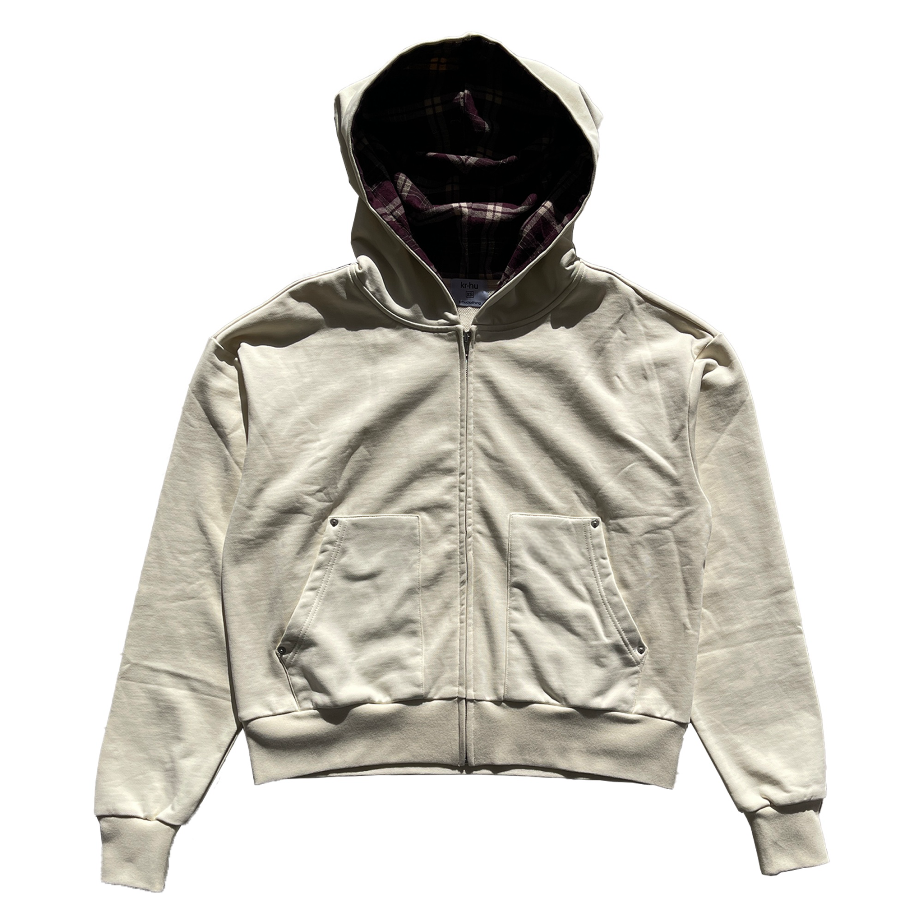 LAZY PLAID ZIP UP HOODIE-Fineriform