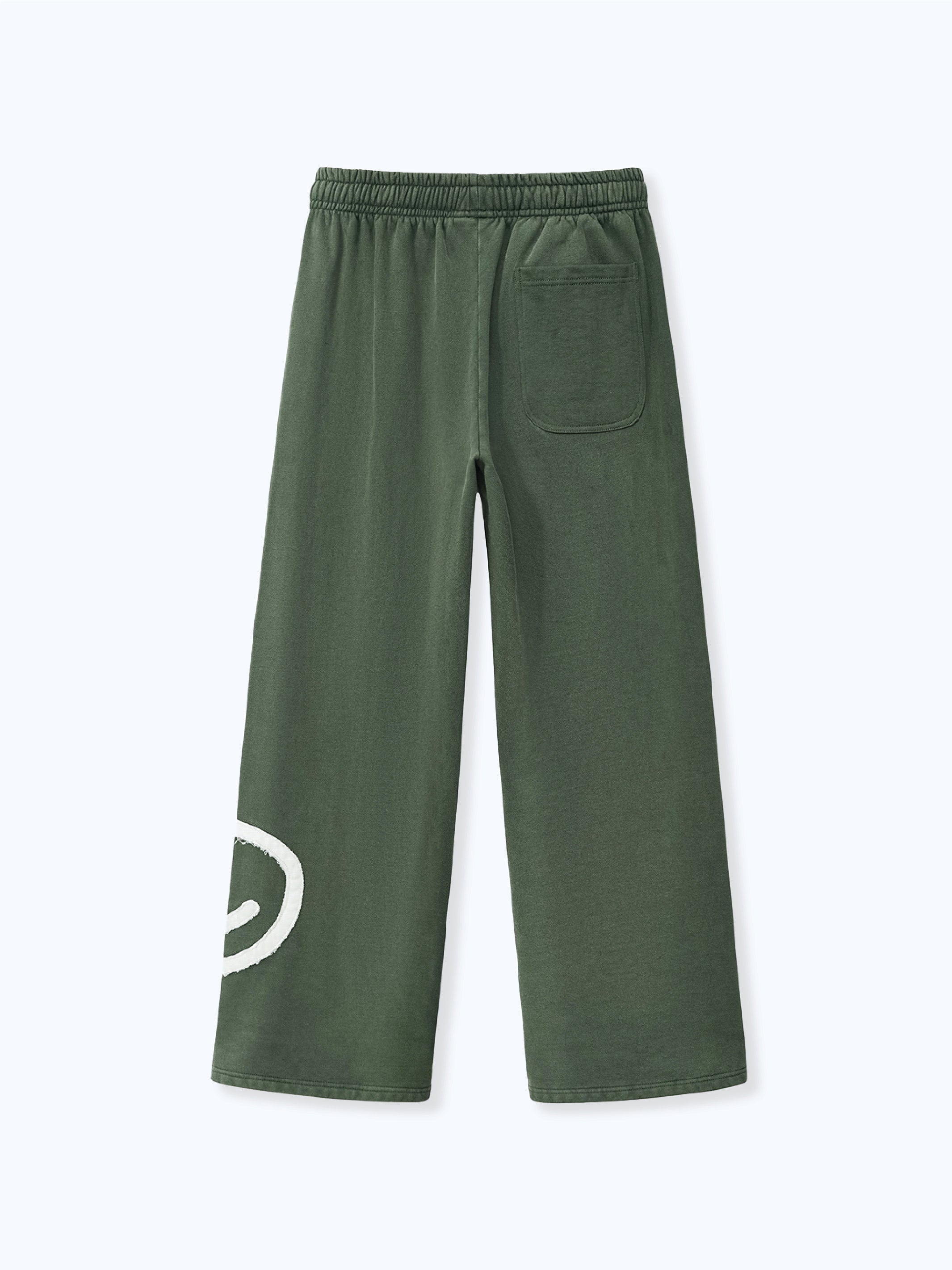 SMILEY PATCH SWEATPANTS - FADED PINE-Fineriform