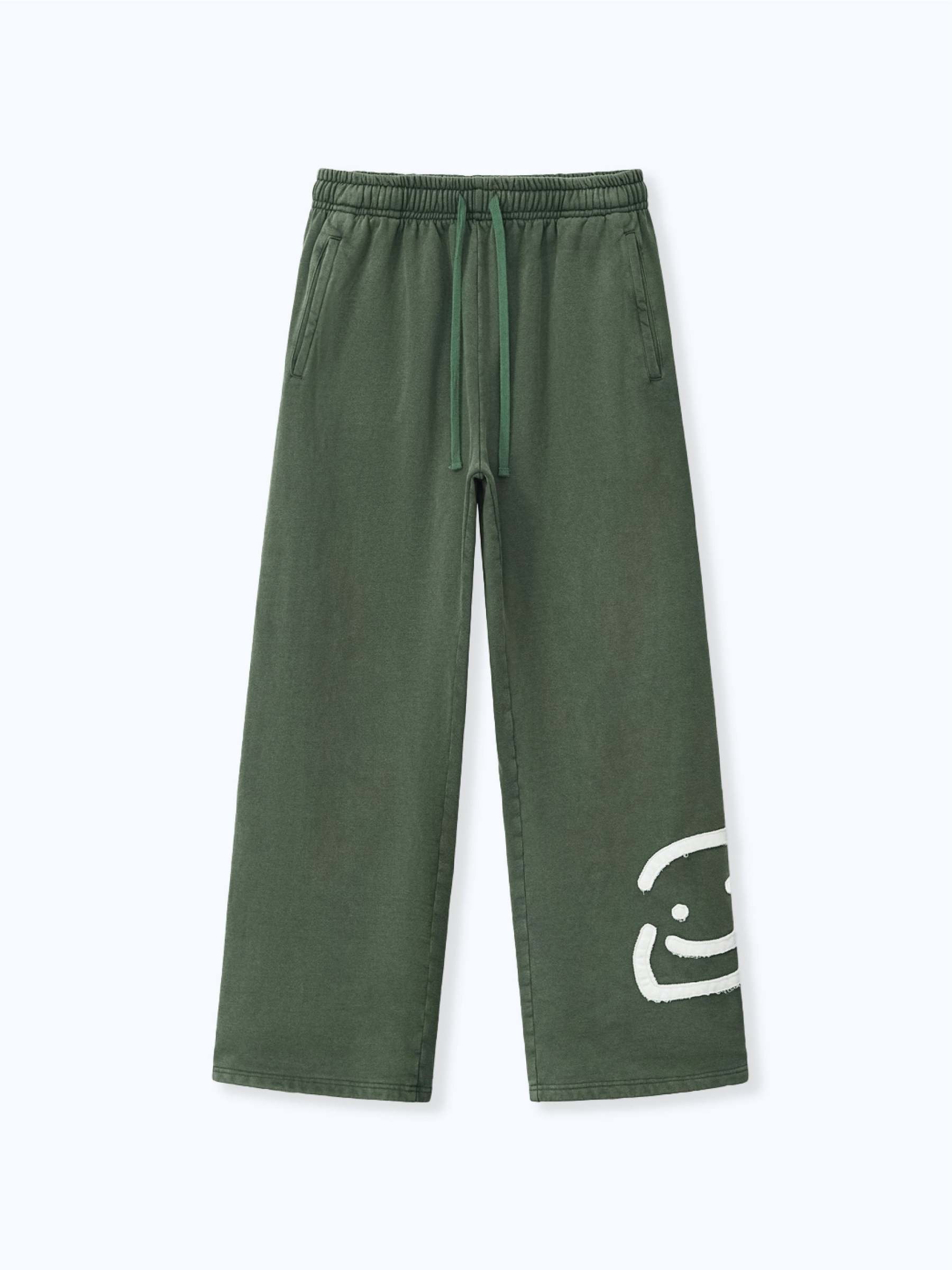SMILEY PATCH SWEATPANTS - FADED PINE-Fineriform