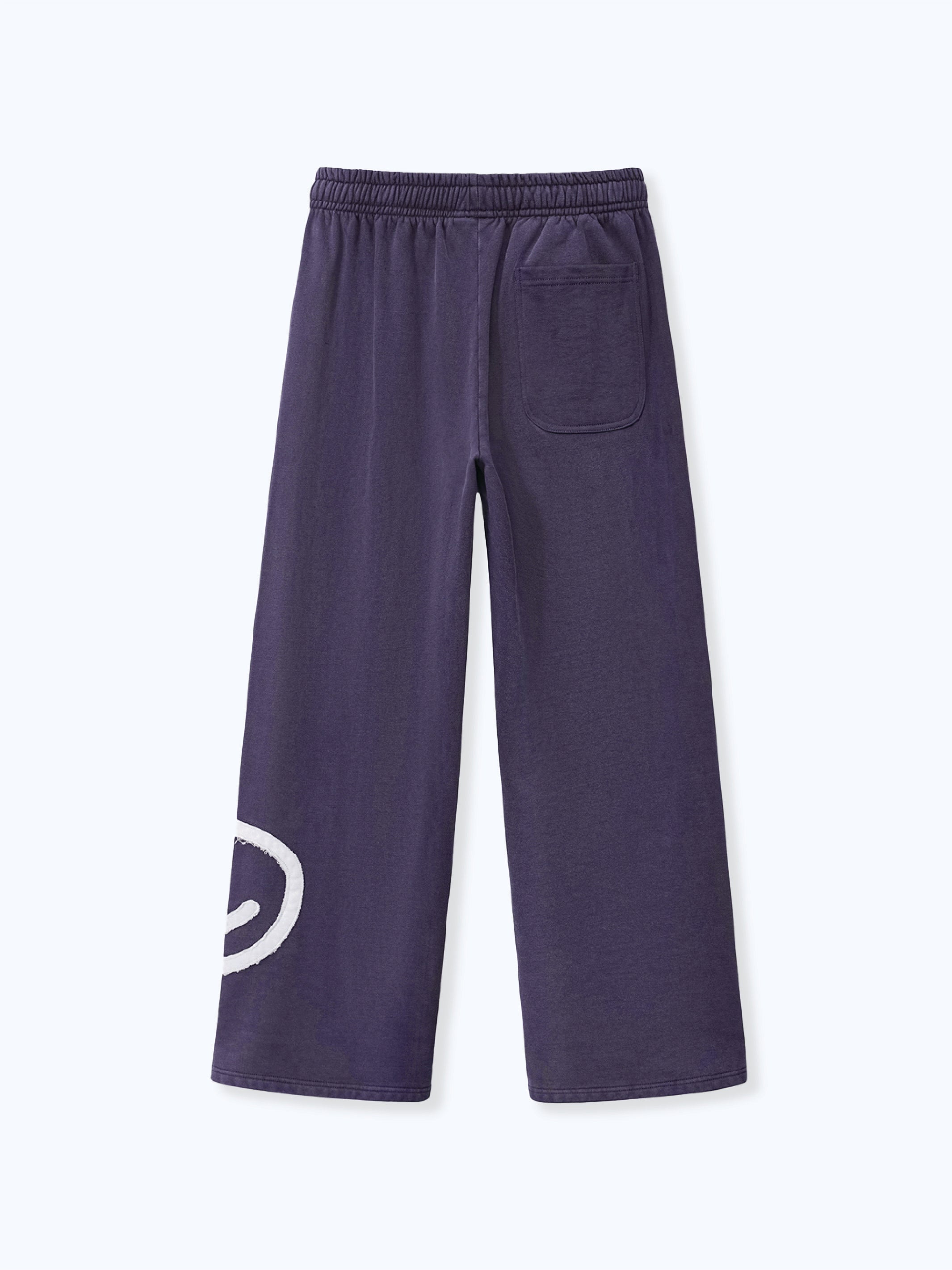 SMILEY PATCH SWEATPANTS - MIDNIGHT LAVENDER-Fineriform
