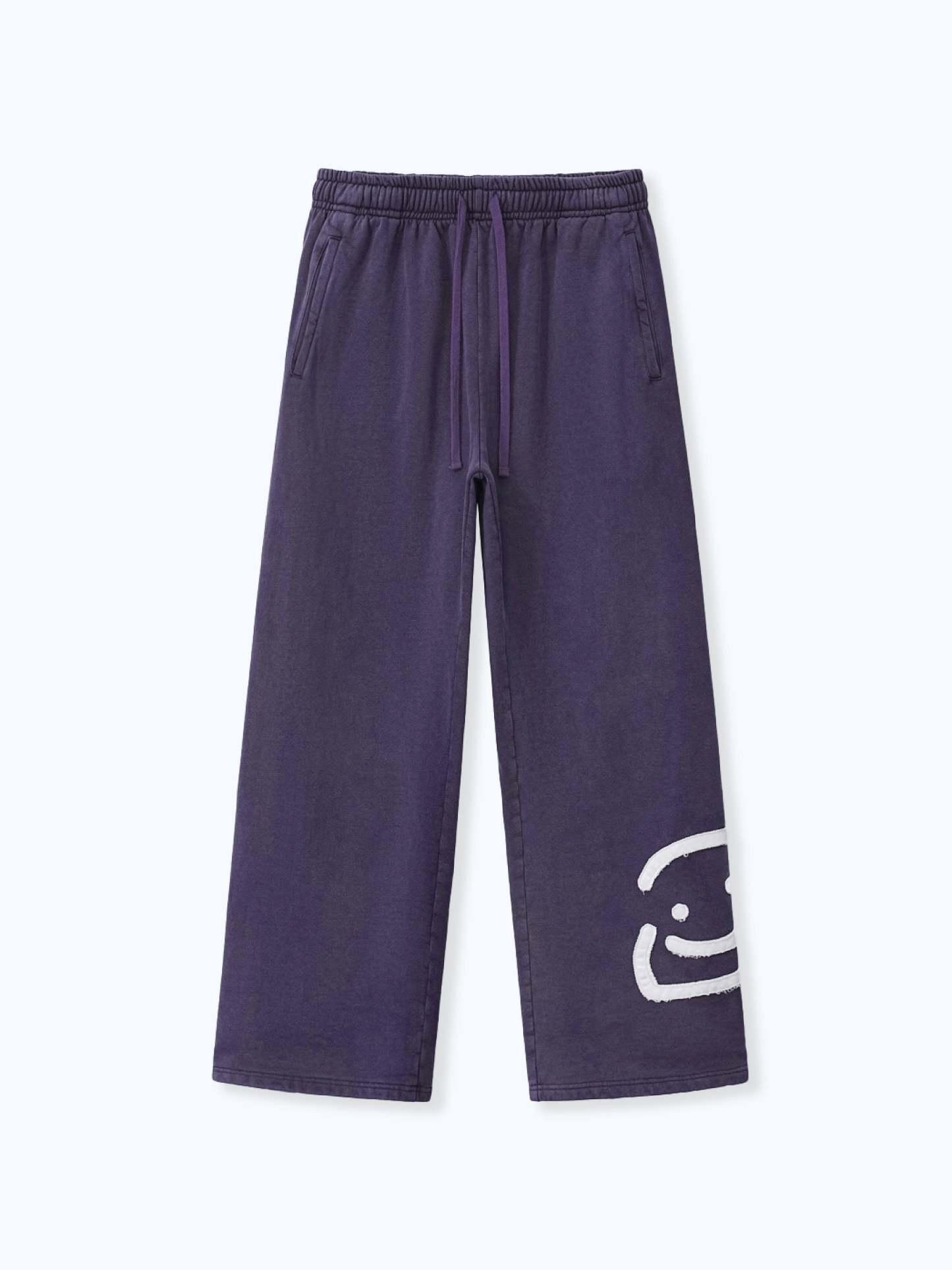 SMILEY PATCH SWEATPANTS - MIDNIGHT LAVENDER-Fineriform