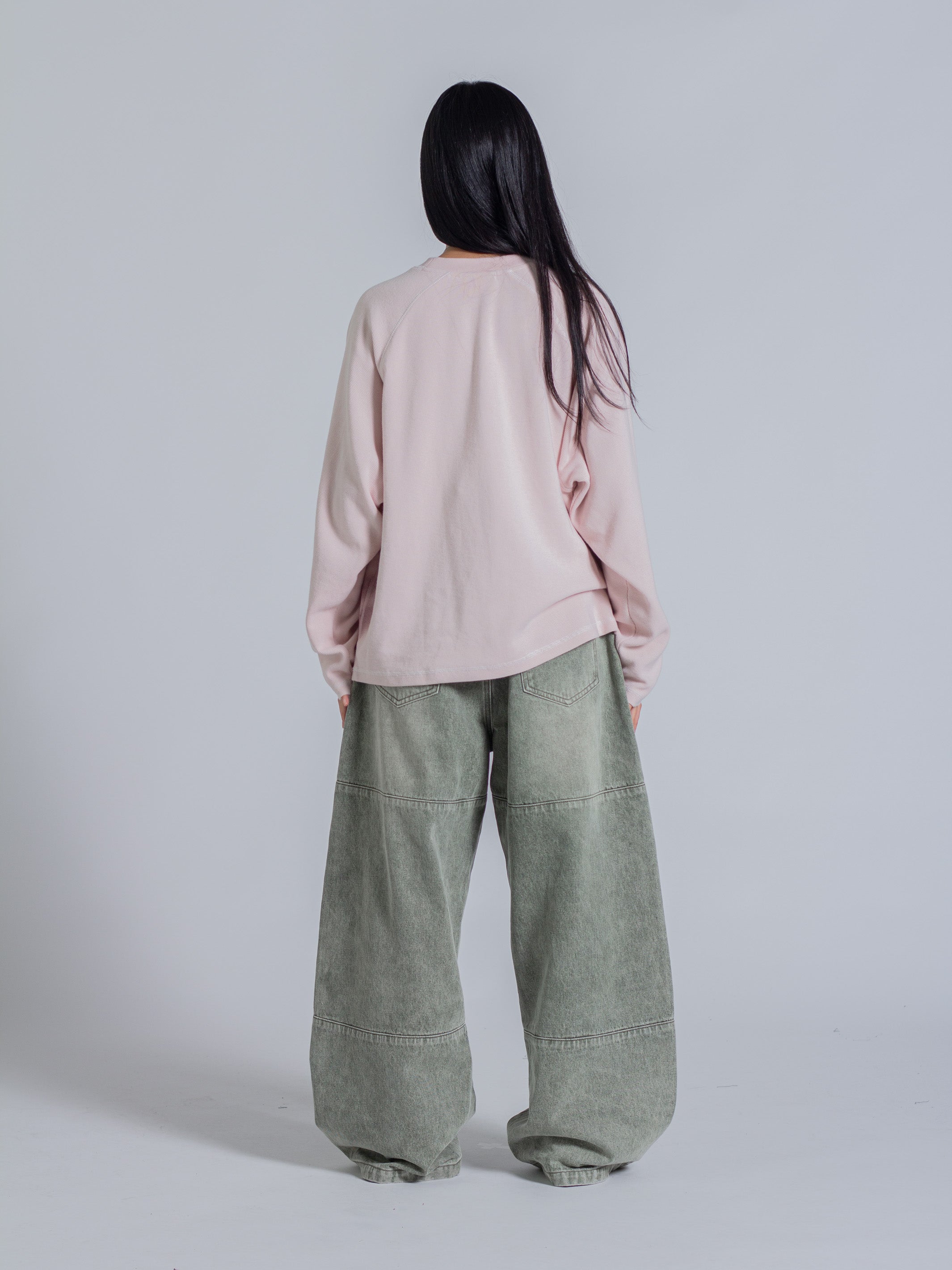 SMILEY WAFFLE LONG SLEEVE TEE - COTTON CANDY PINK-Fineriform