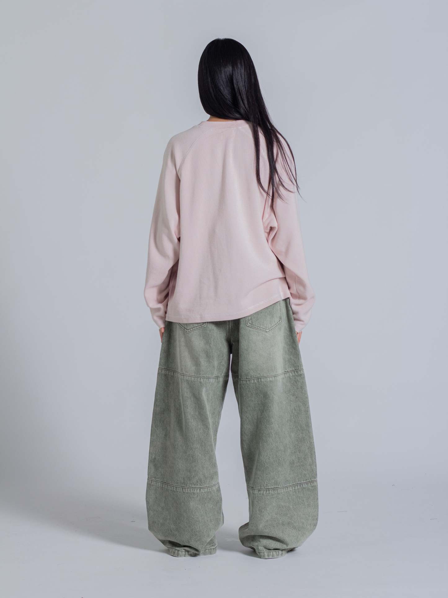 SMILEY WAFFLE LONG SLEEVE TEE - COTTON CANDY PINK-Fineriform