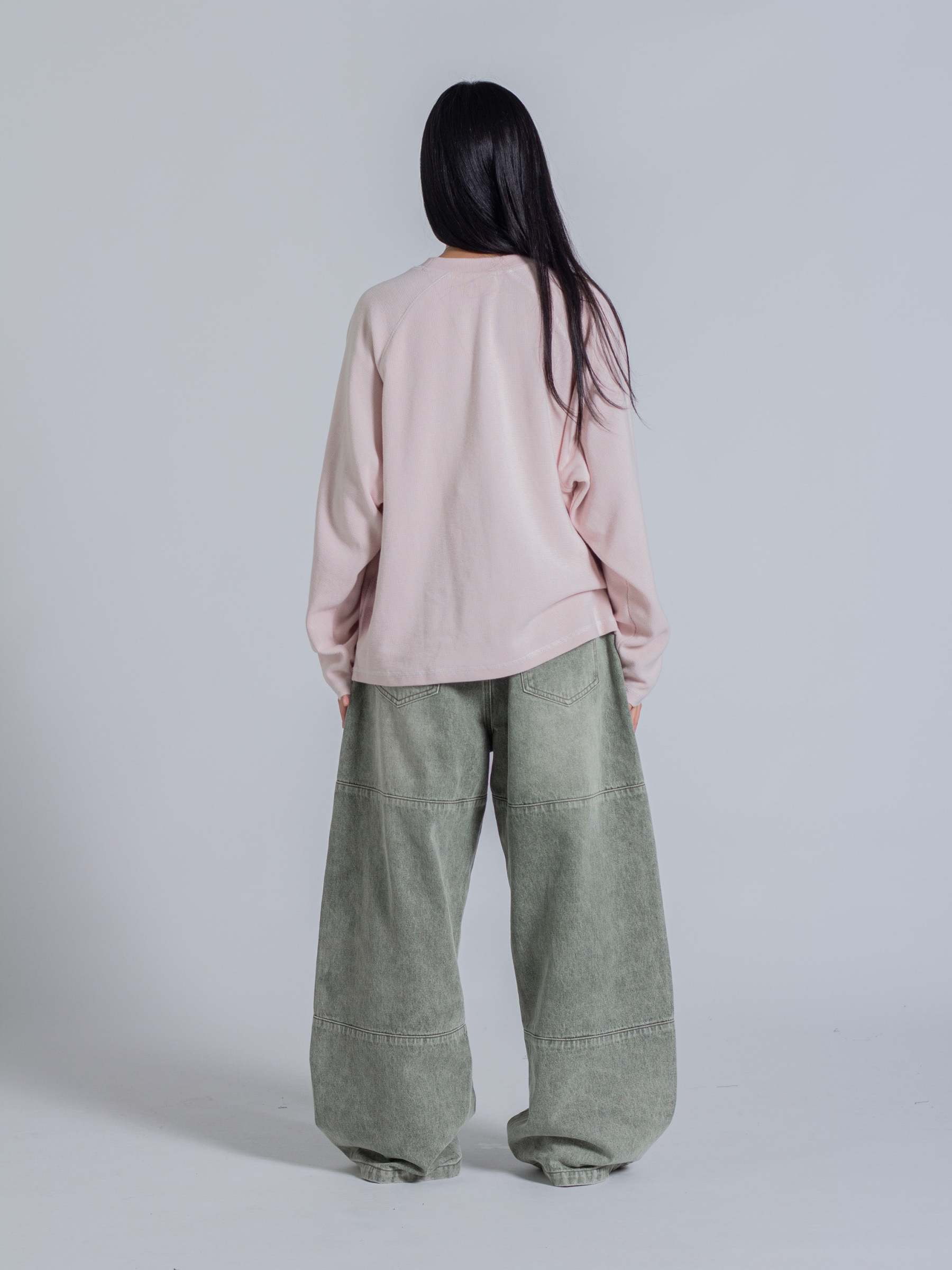 SMILEY WAFFLE LONG SLEEVE TEE - COTTON CANDY PINK-Fineriform