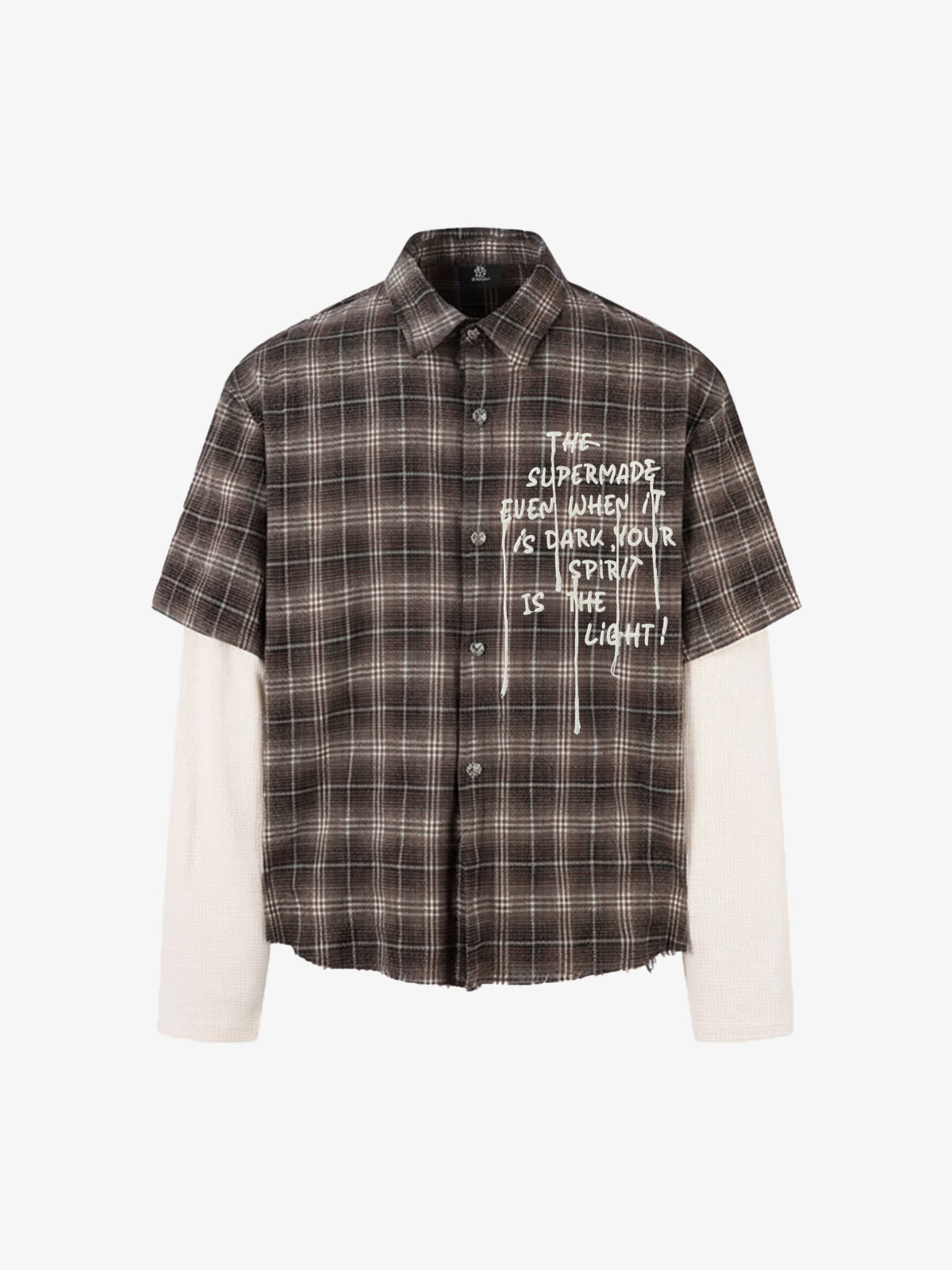 Cotton Street Distressed Plaid Faux Two-Piece Shirt-Fineriform