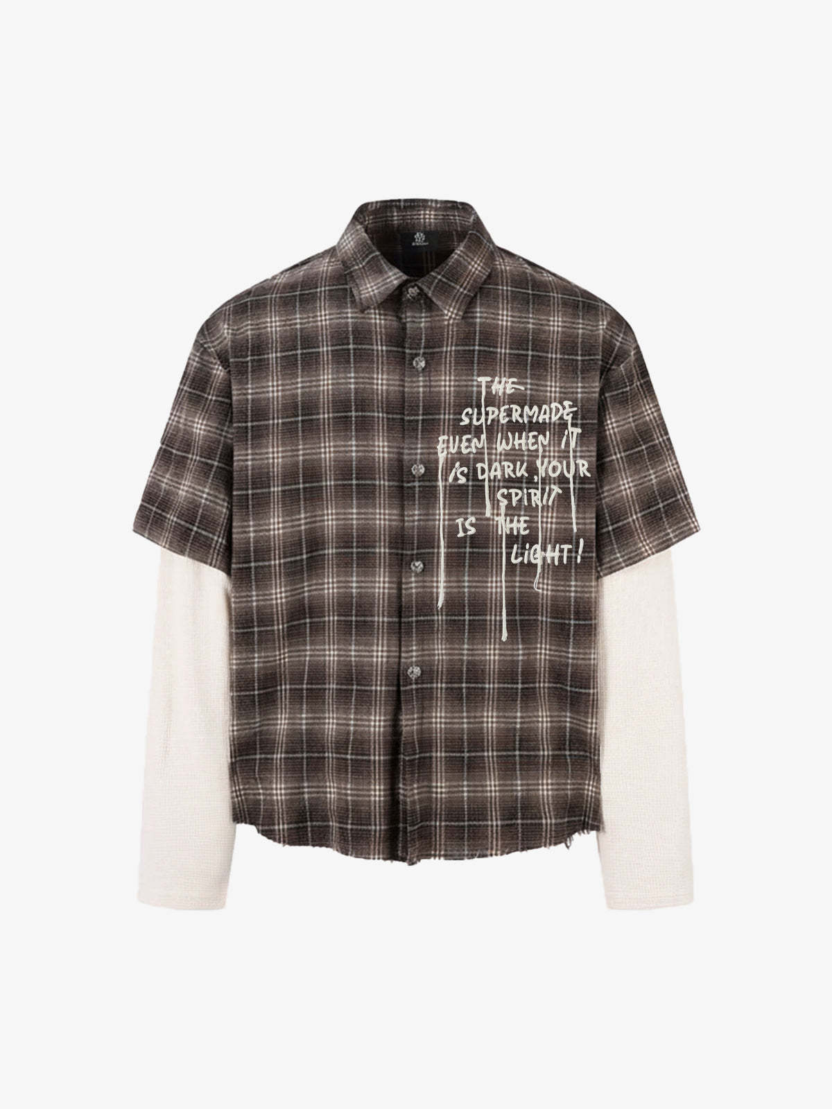 Cotton Street Distressed Plaid Faux Two-Piece Shirt-Fineriform