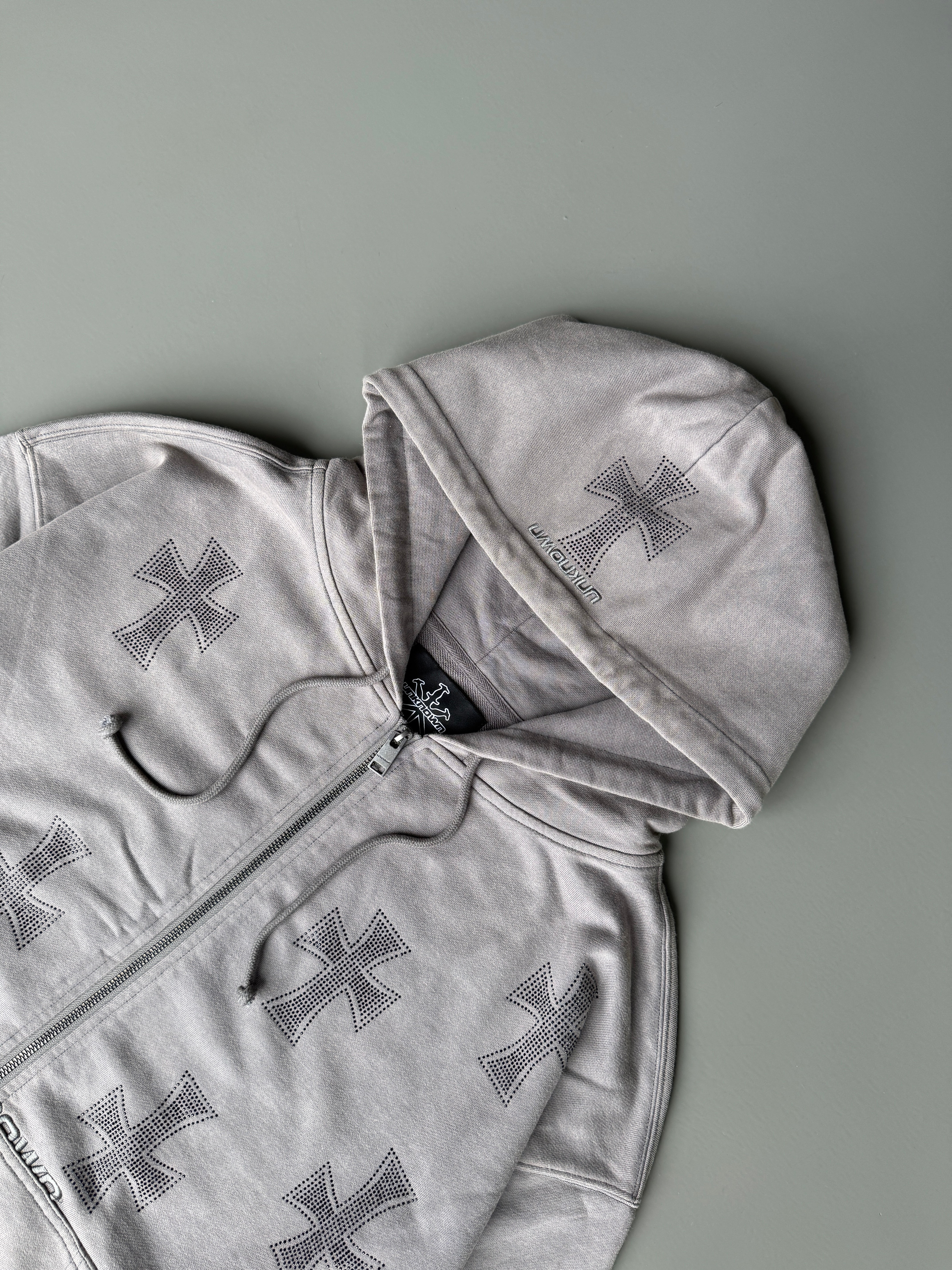 WASHED GREY RHINESTONE JOGGERS-Fineriform