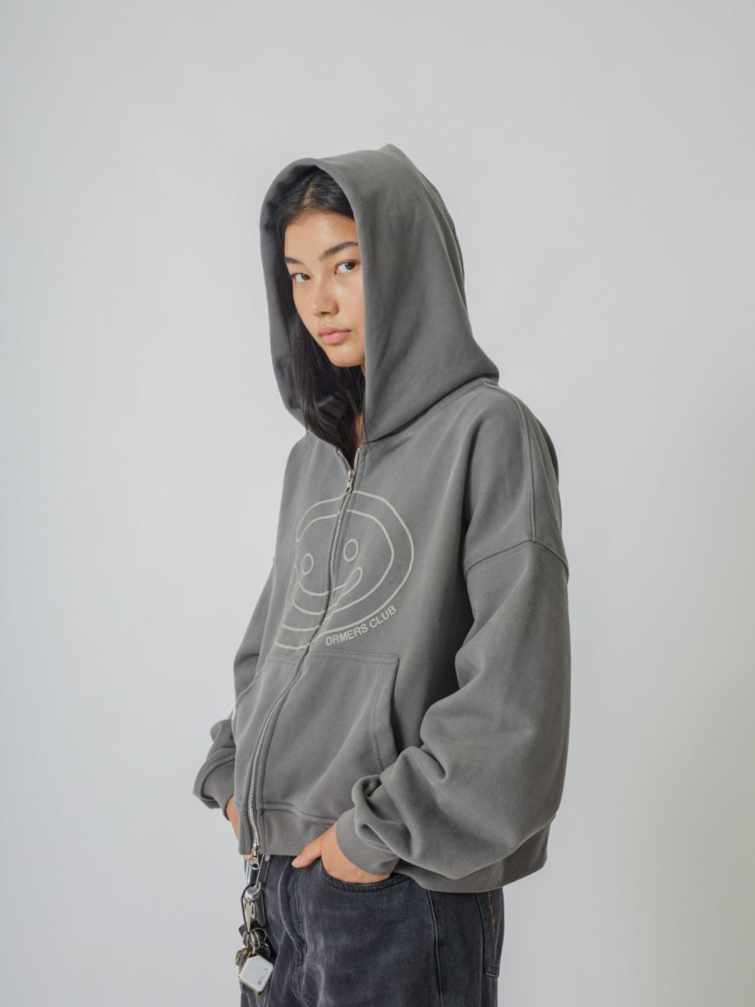 SMILEY BOXY DOUBLE ZIP - CHARCOAL-Fineriform