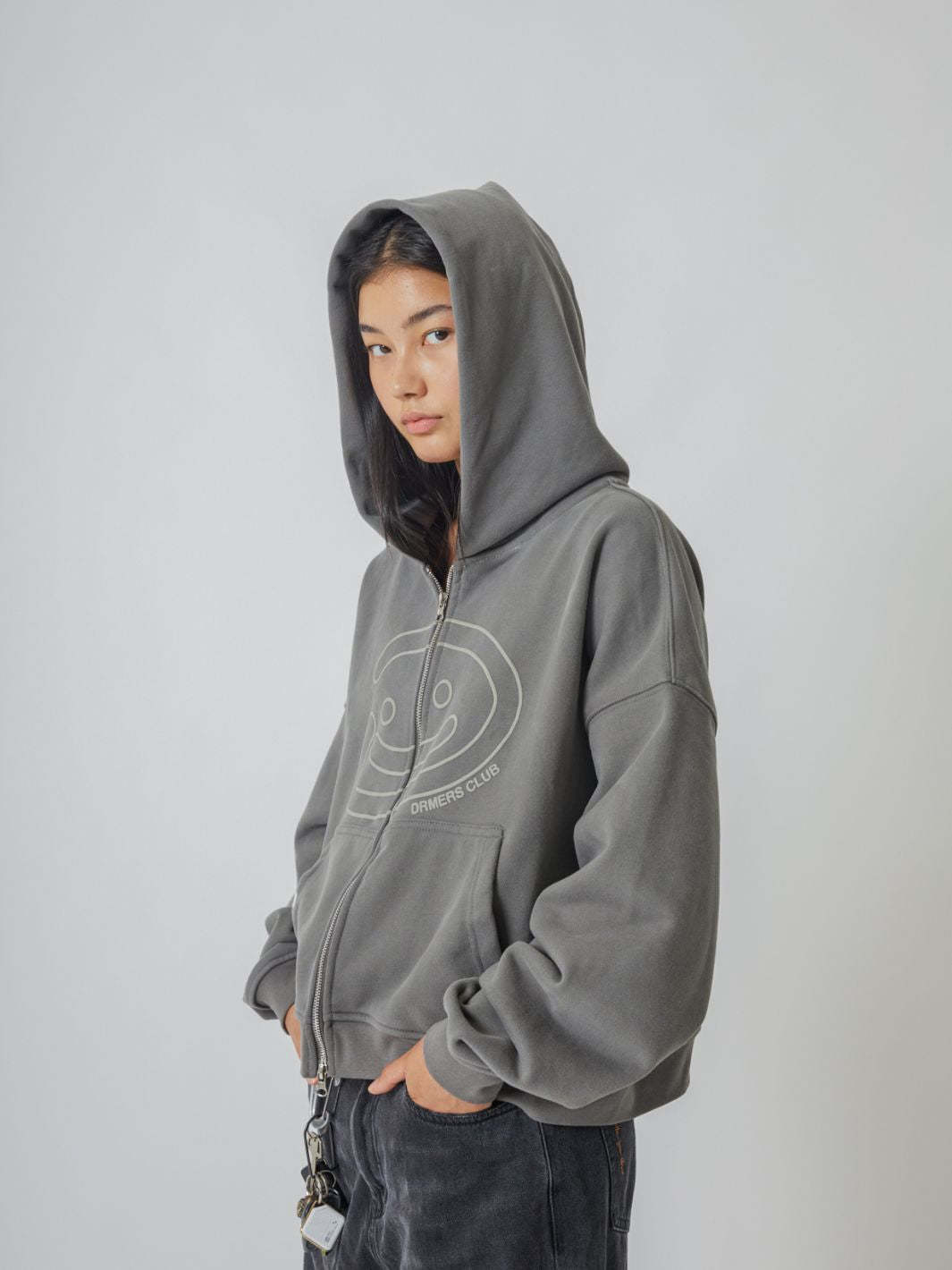 SMILEY BOXY DOUBLE ZIP - CHARCOAL-Fineriform