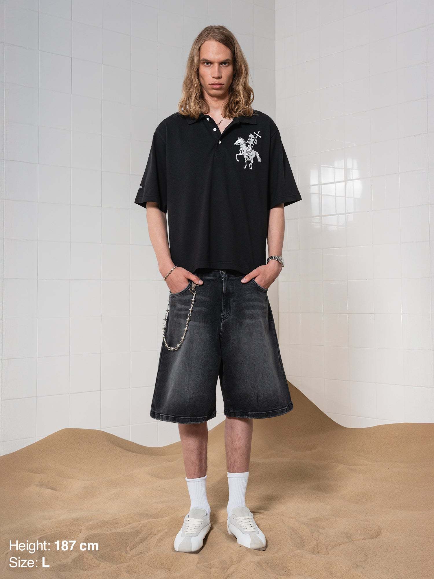 DENIM JORTS - WASHED BLACK-Fineriform
