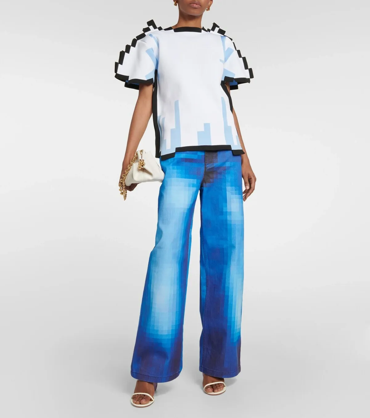 Pixelated high-rise straight jeans