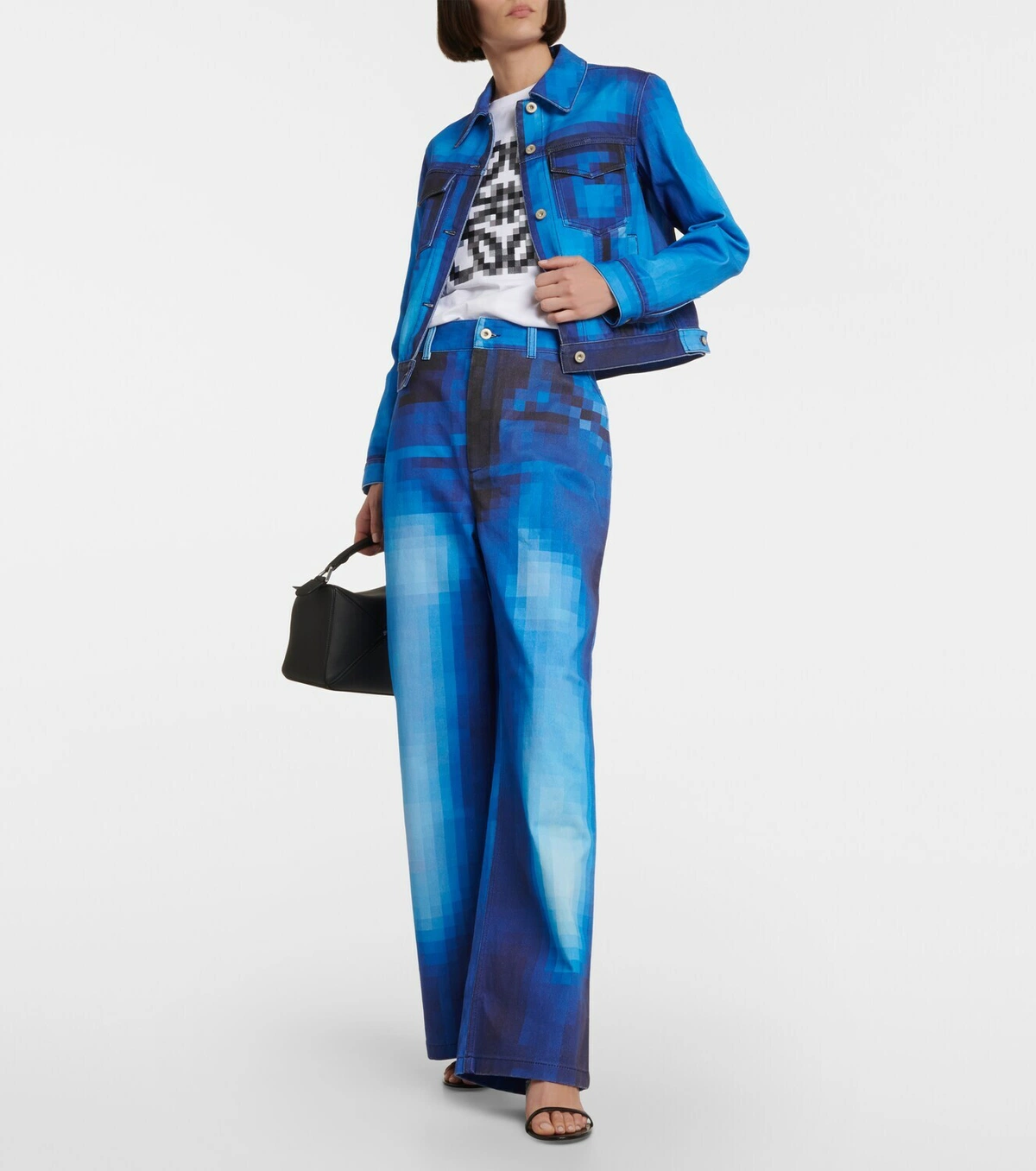 Pixelated high-rise straight jeans