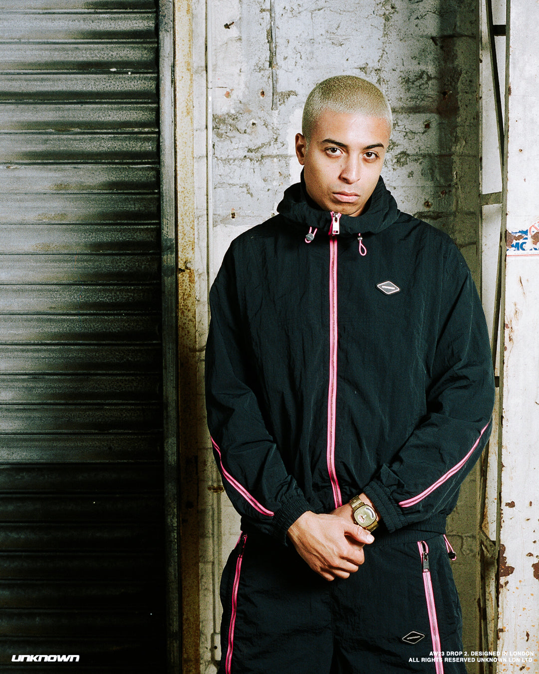 BLACK / PINK TRACK JACKET-Fineriform