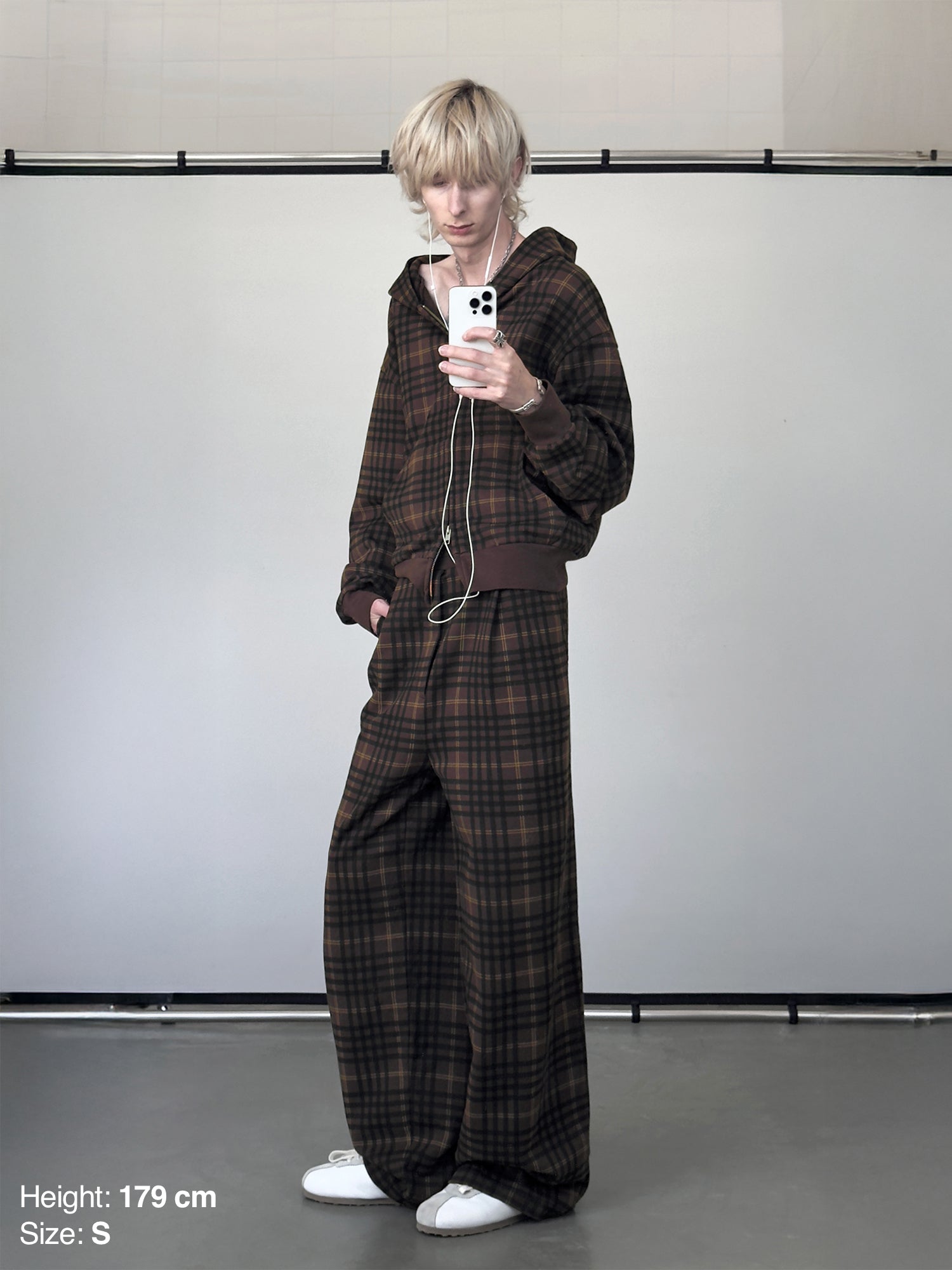 PLEATED SWEATPANTS - TARTAN-Fineriform