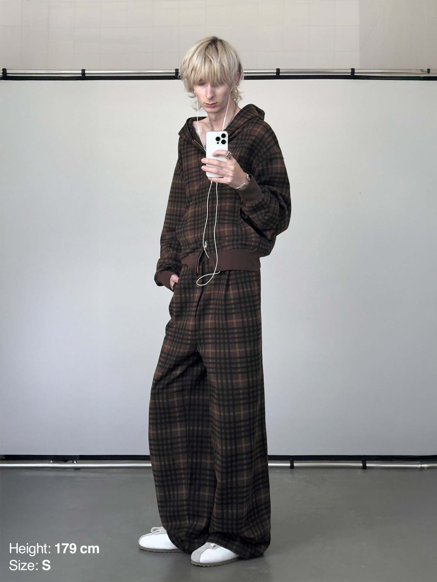PLEATED SWEATPANTS - TARTAN-Fineriform