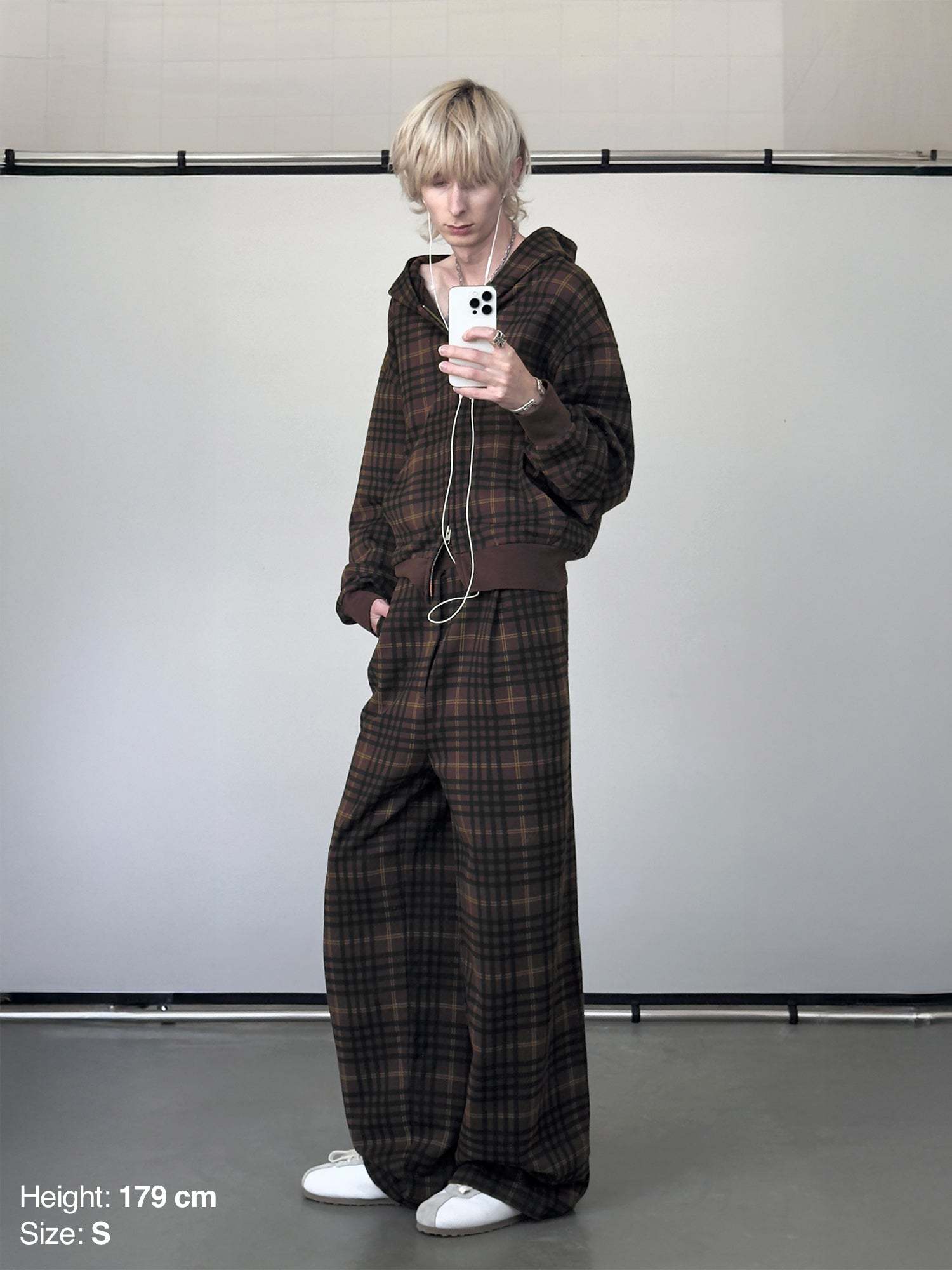 PLEATED SWEATPANTS - TARTAN-Fineriform