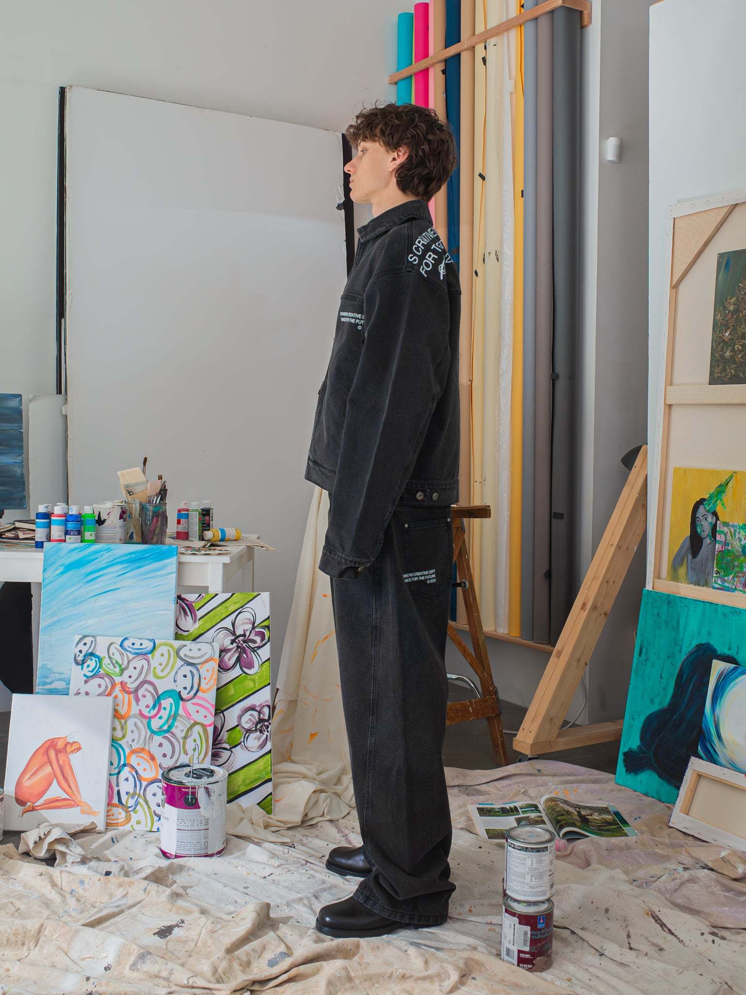 CREATIVE DEPT DENIM WORK JACKET - BLACK-Fineriform