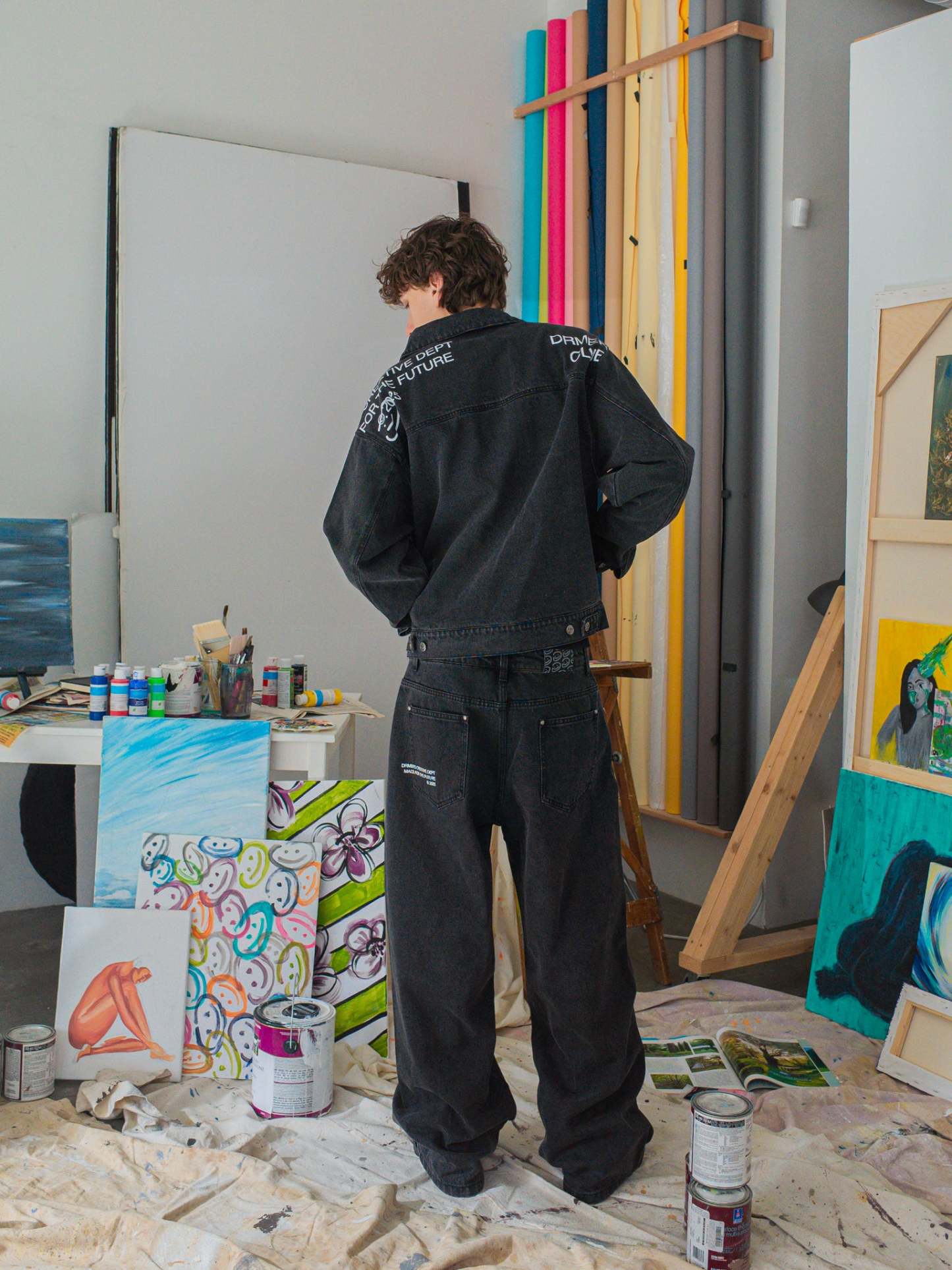 CREATIVE DEPT DENIM WORK JACKET - BLACK-Fineriform