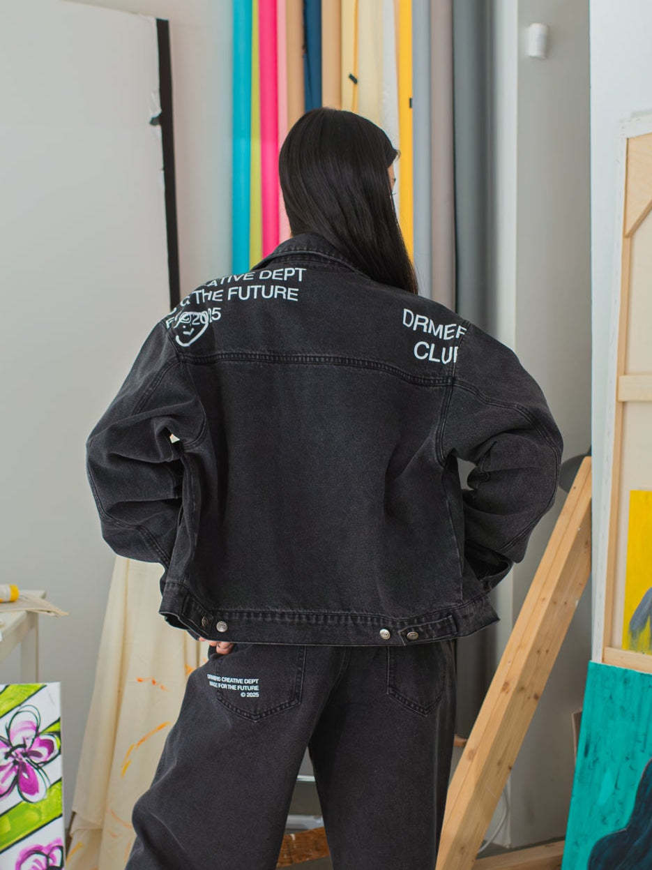 CREATIVE DEPT DENIM WORK JACKET - BLACK-Fineriform