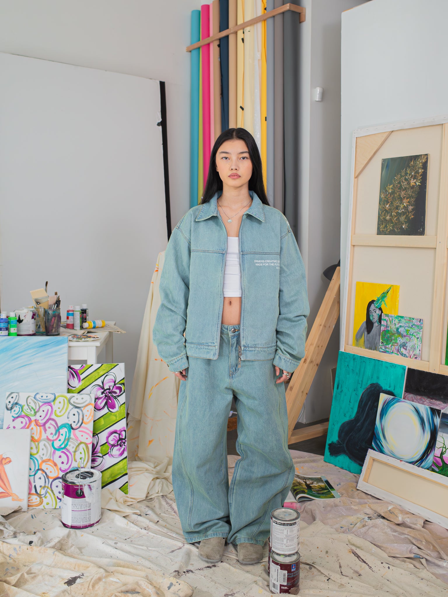 CREATIVE DEPT DENIM WORK JACKET - BLUE-Fineriform