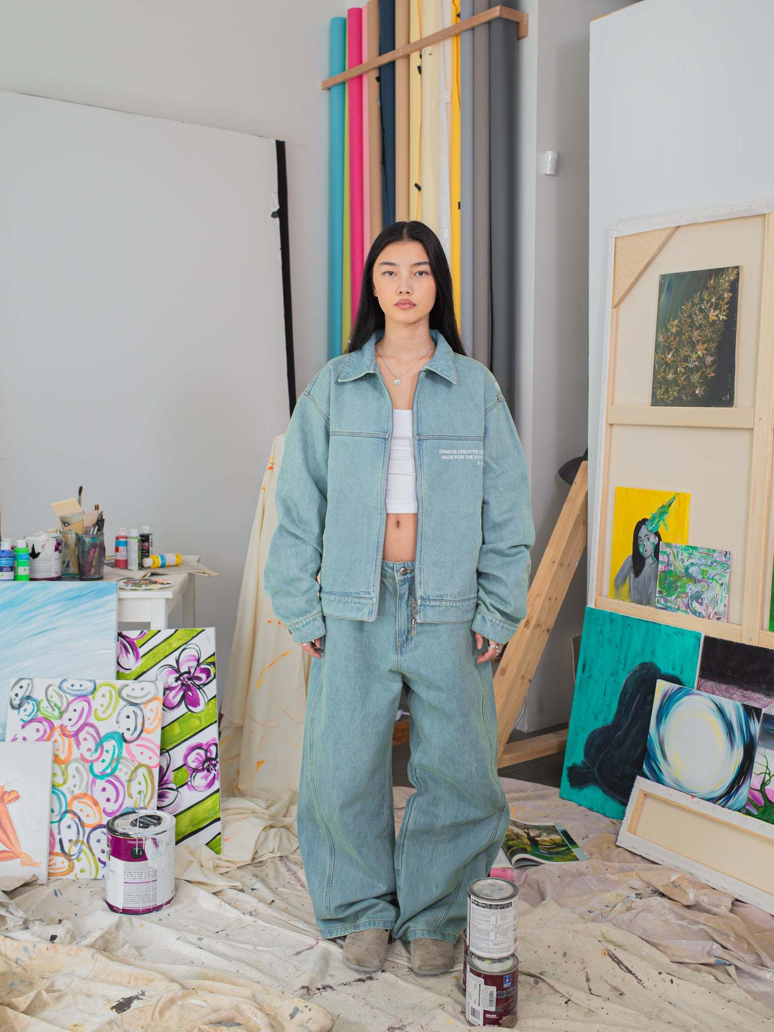 CREATIVE DEPT DENIM WORK JACKET - BLUE-Fineriform