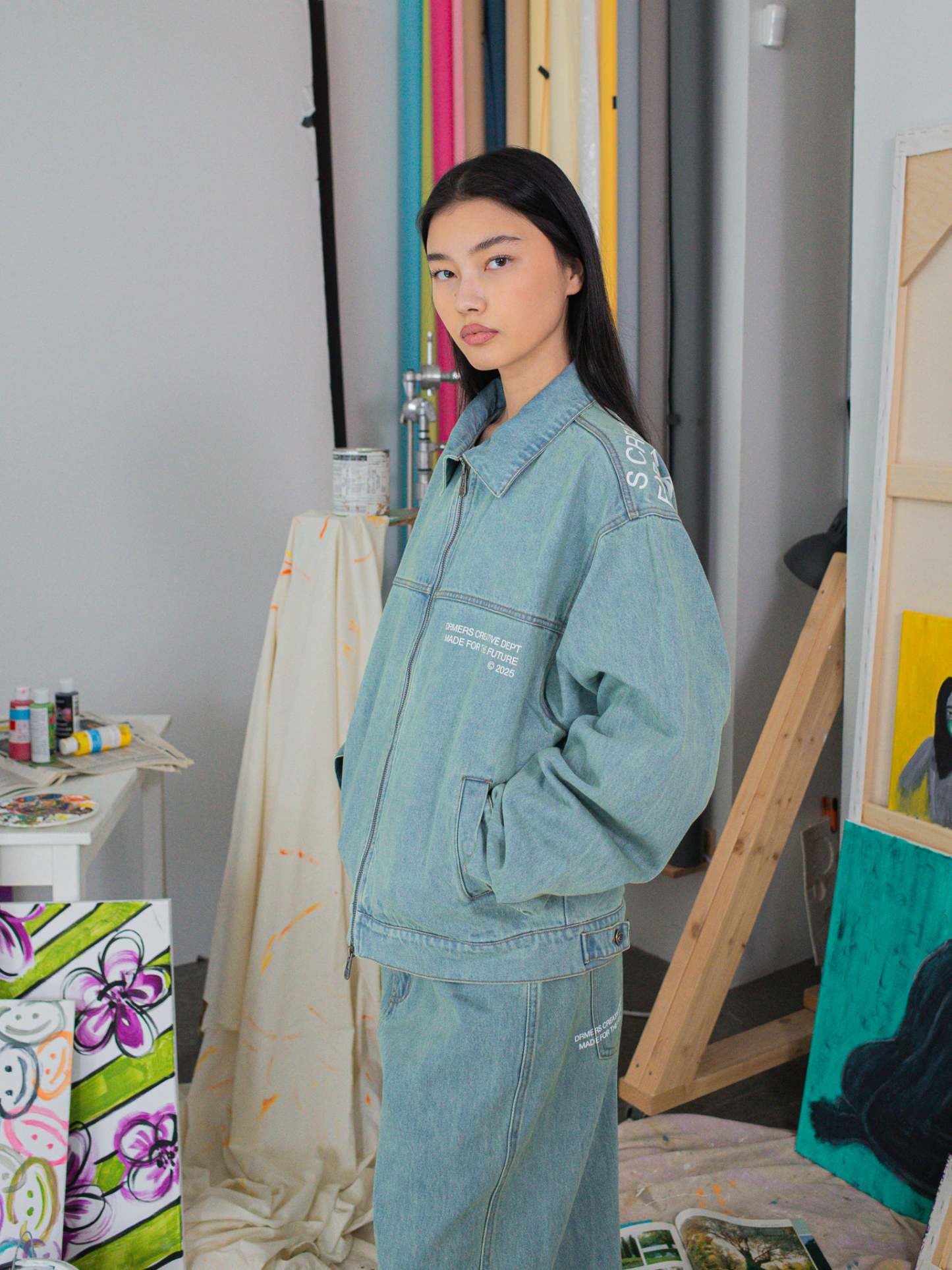 CREATIVE DEPT DENIM WORK JACKET - BLUE-Fineriform