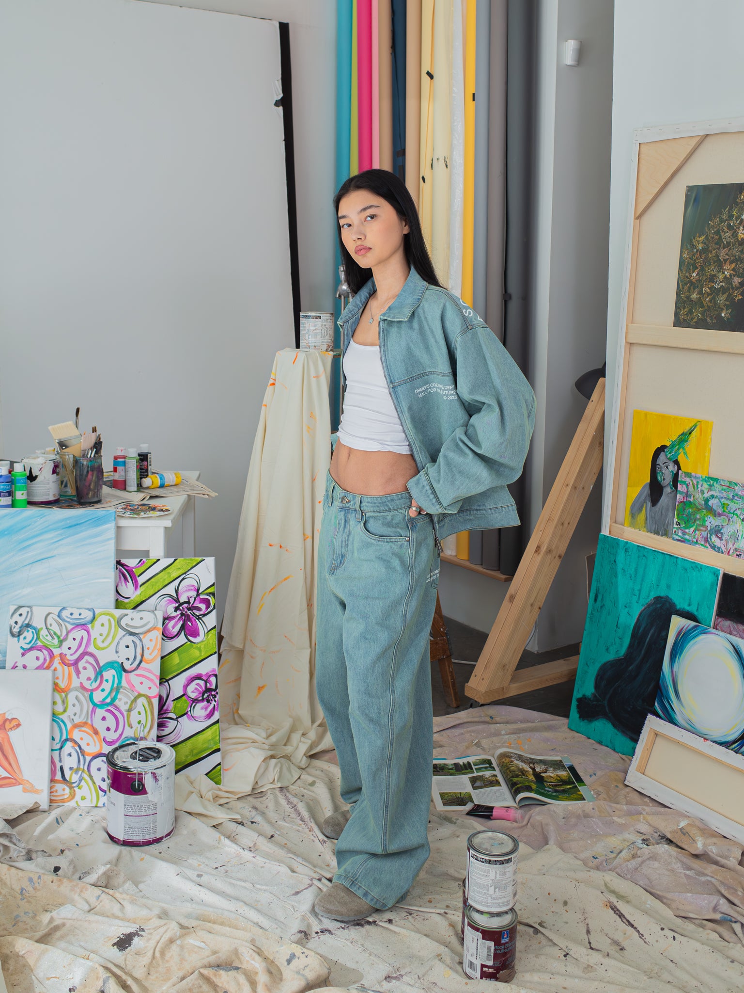 CREATIVE DEPT DENIM WORK JACKET - BLUE-Fineriform