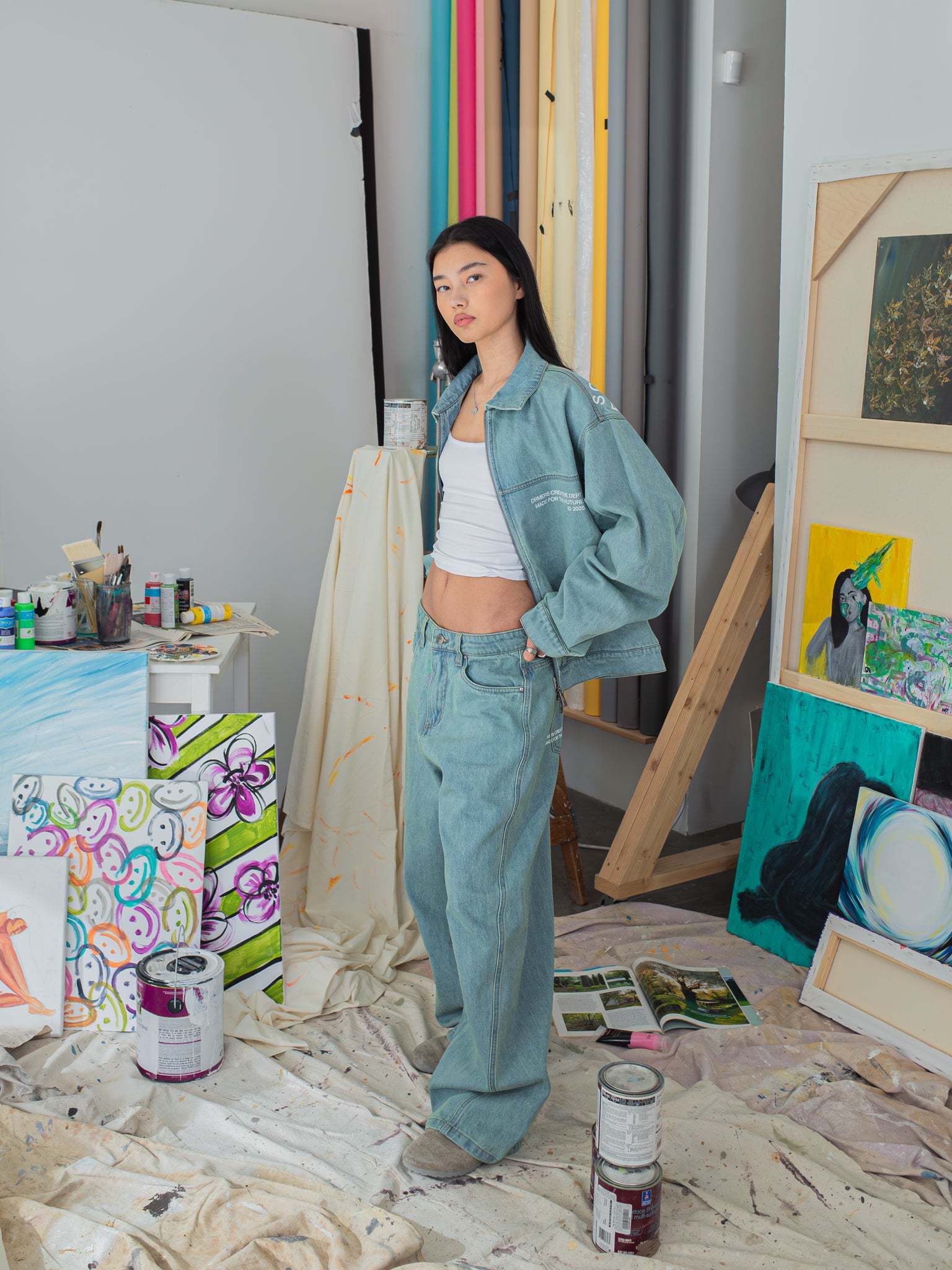 CREATIVE DEPT DENIM WORK JACKET - BLUE-Fineriform