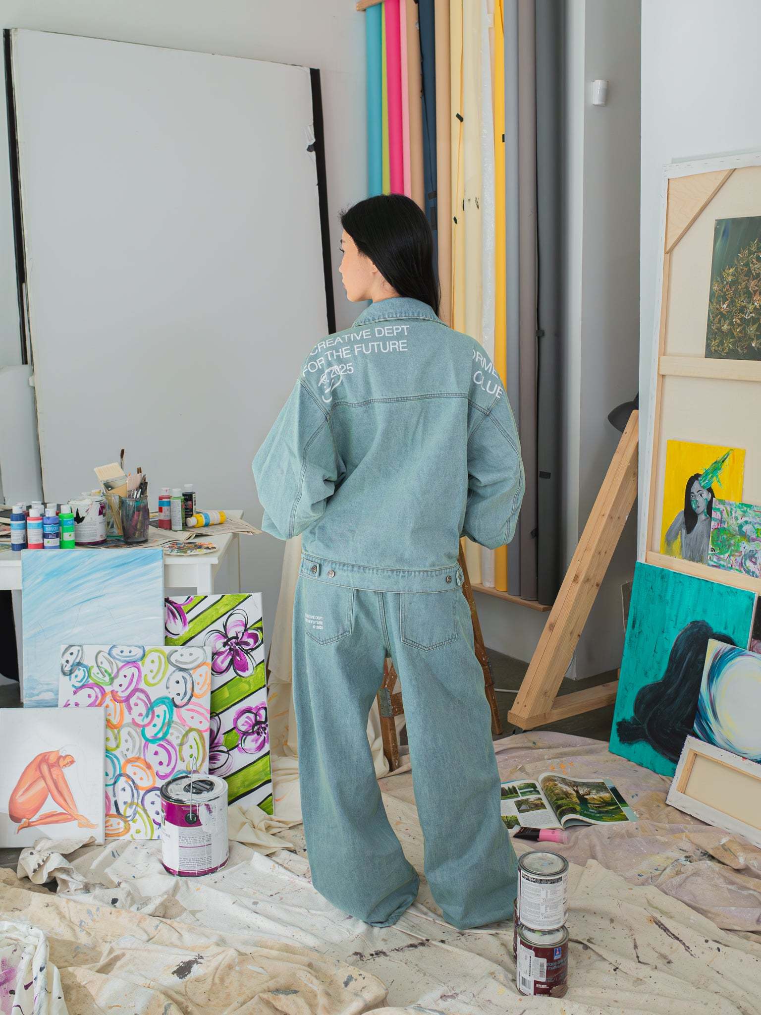 CREATIVE DEPT DENIM WORK JACKET - BLUE-Fineriform