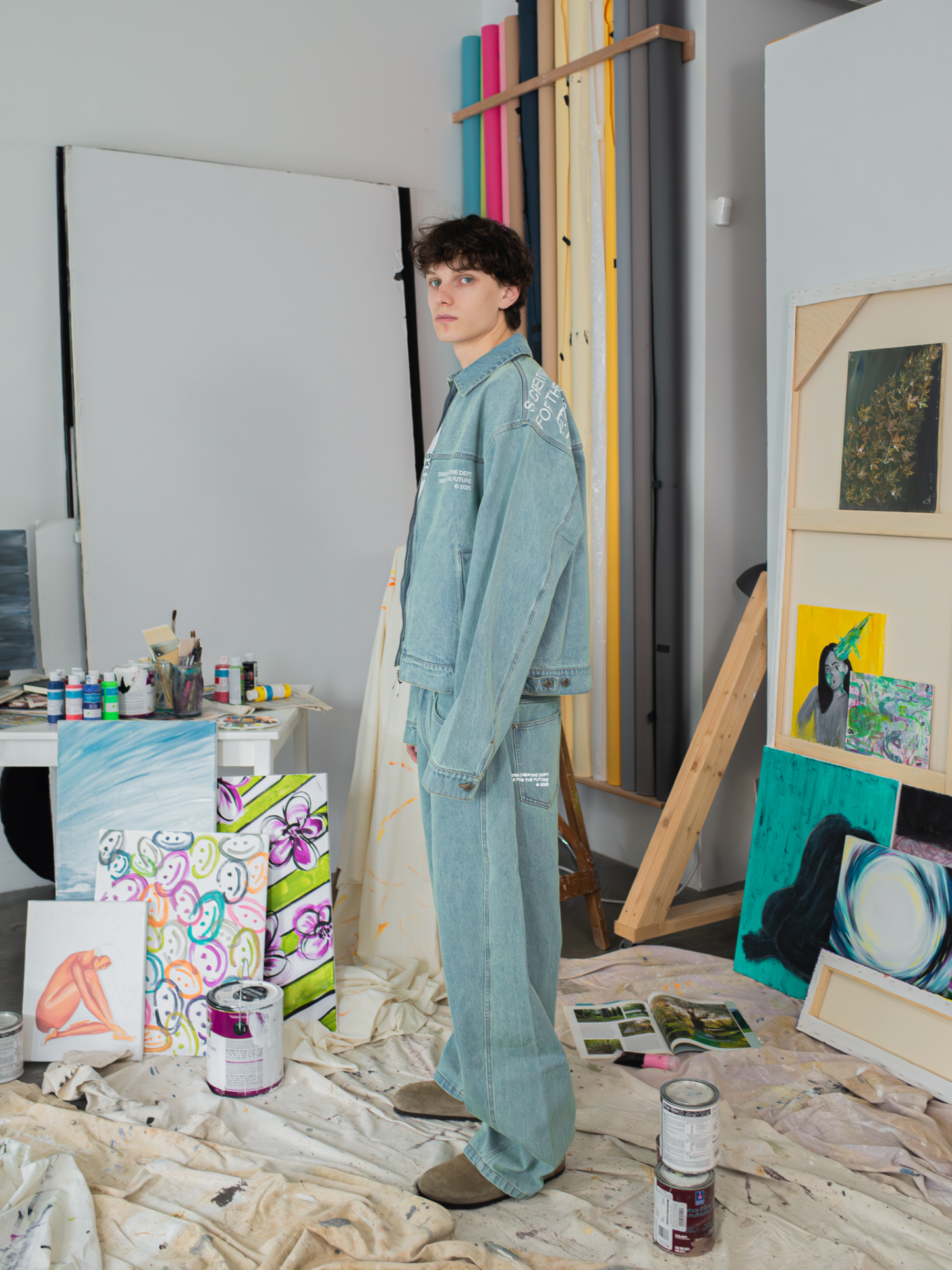 CREATIVE DEPT DENIM WORK JACKET - BLUE-Fineriform