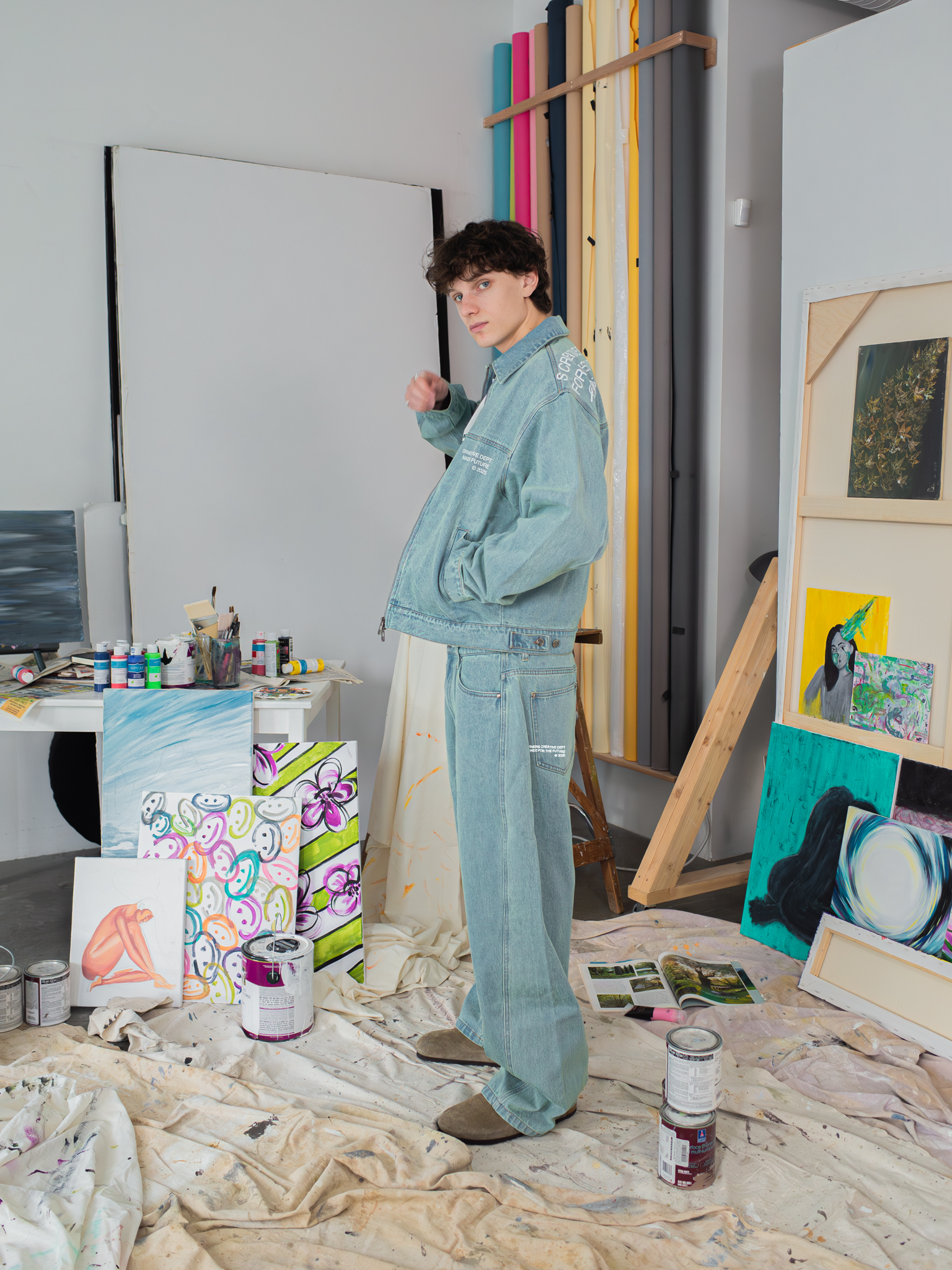 CREATIVE DEPT DENIM WORK JACKET - BLUE-Fineriform