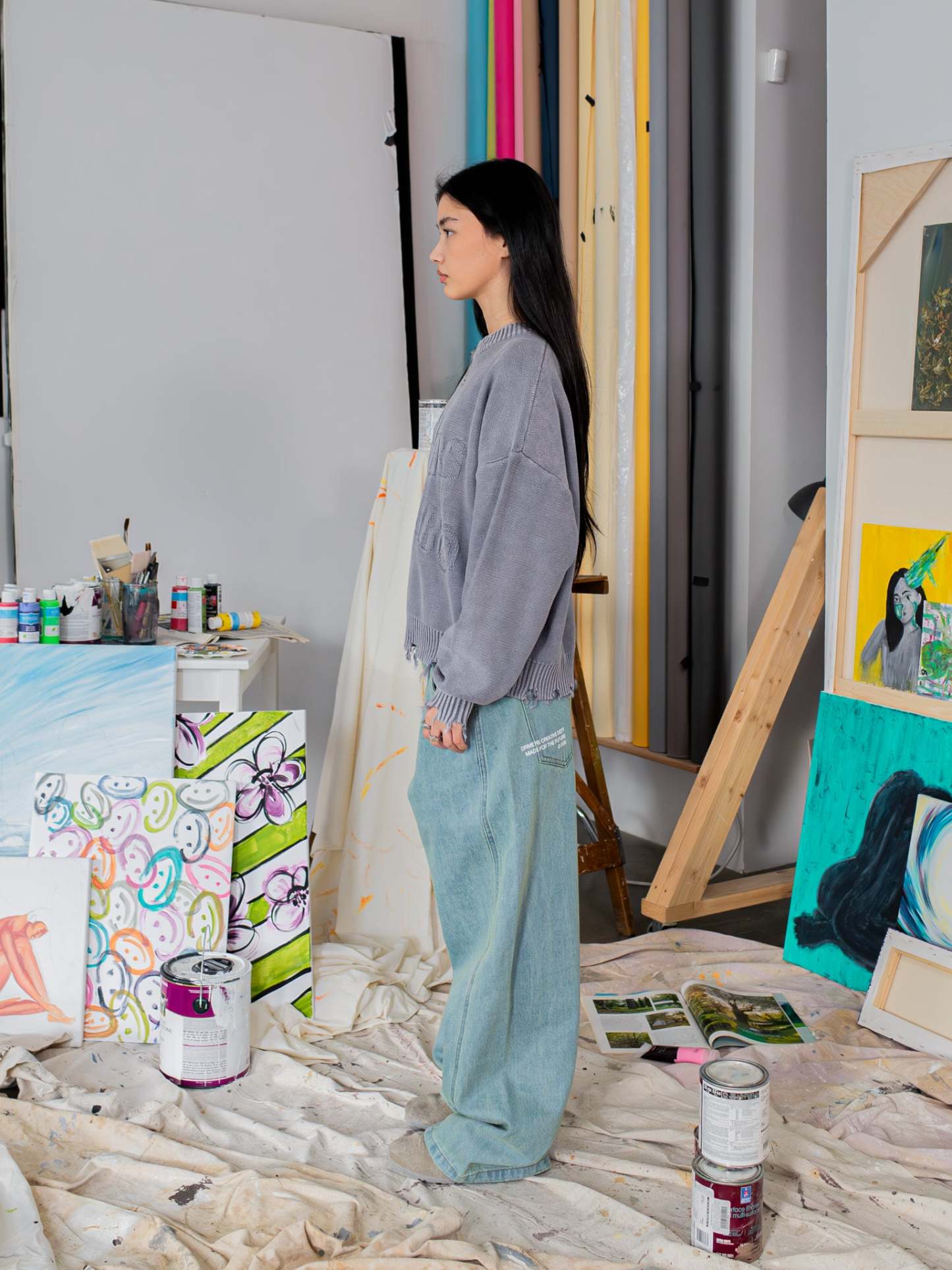 FALLING LETTERS KNIT - WASHED PURPLE-Fineriform