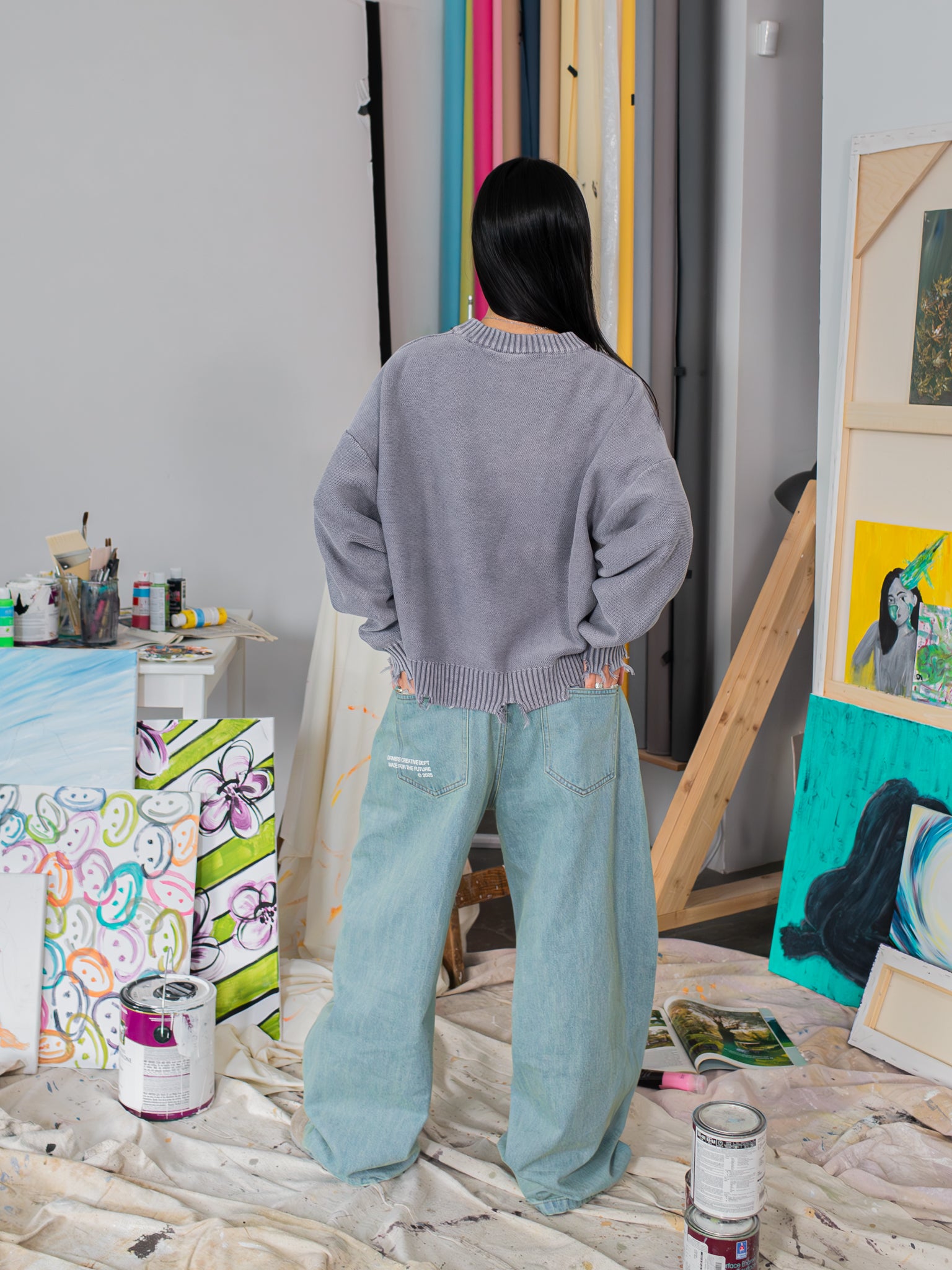 FALLING LETTERS KNIT - WASHED PURPLE-Fineriform