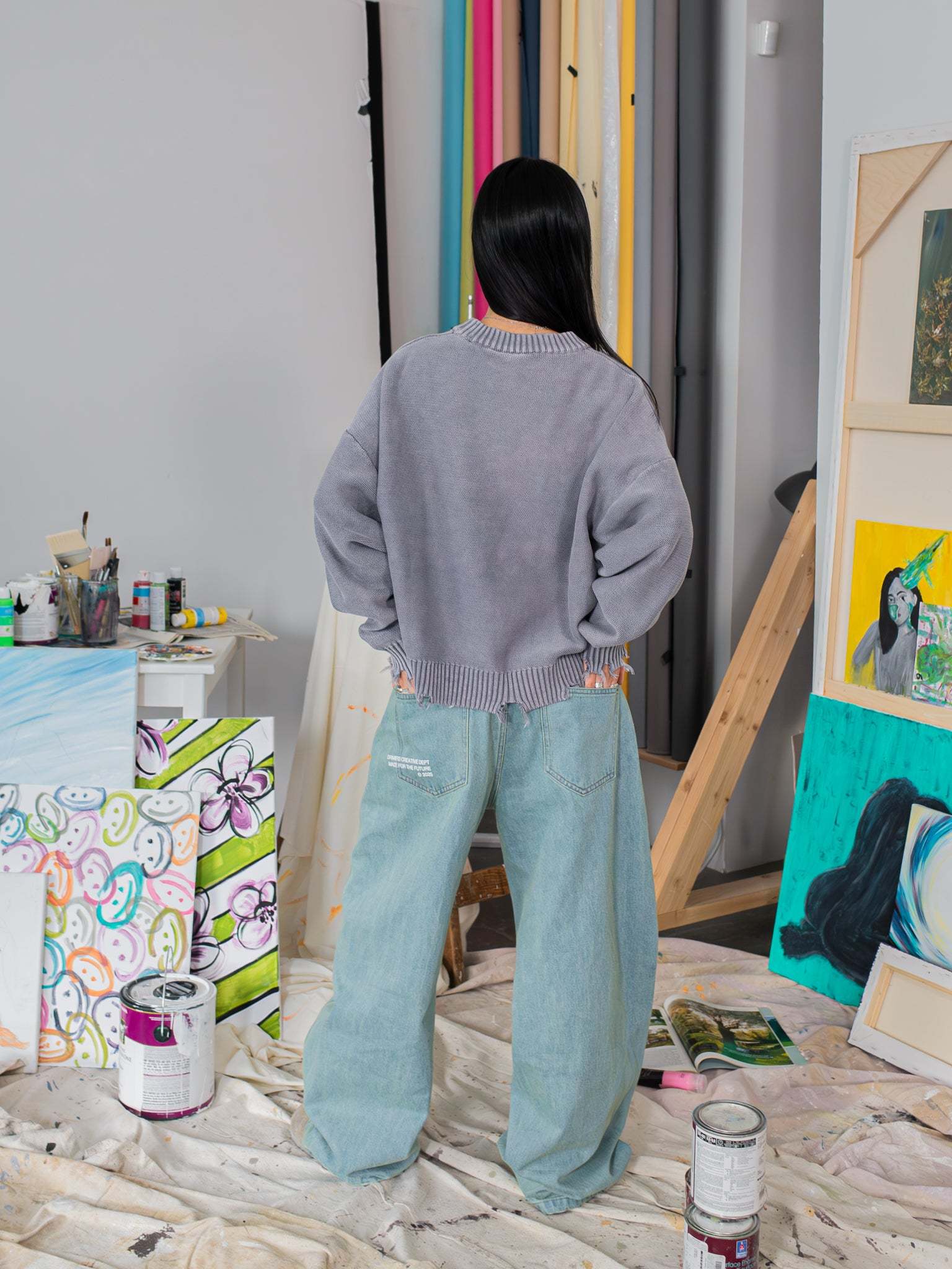 FALLING LETTERS KNIT - WASHED PURPLE-Fineriform