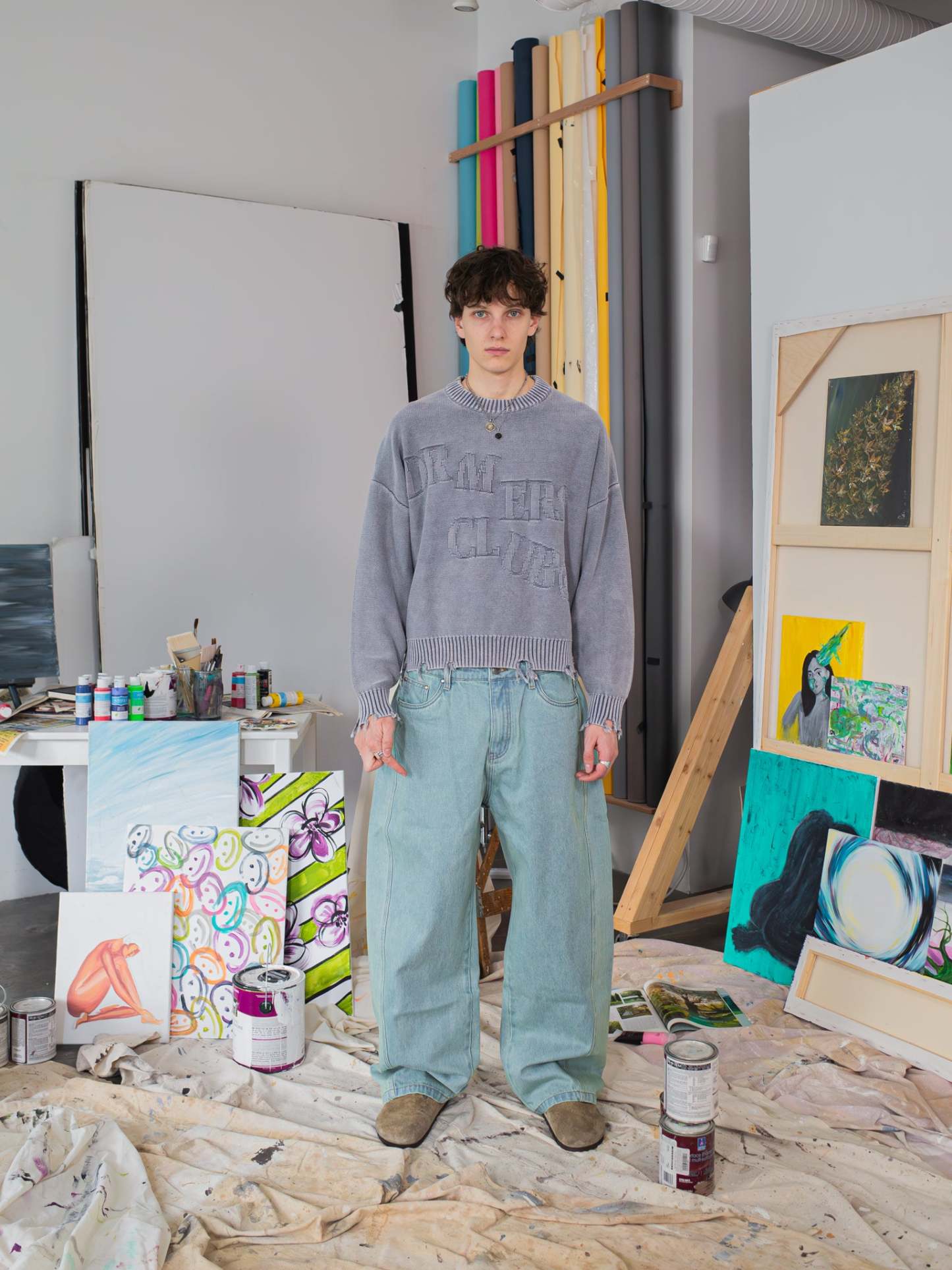 FALLING LETTERS KNIT - WASHED PURPLE-Fineriform