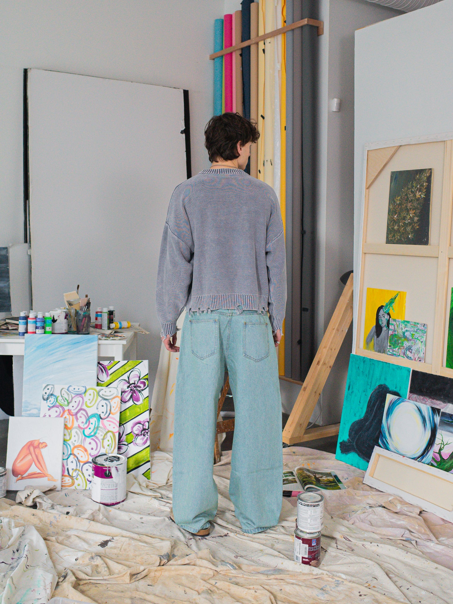 FALLING LETTERS KNIT - WASHED PURPLE-Fineriform