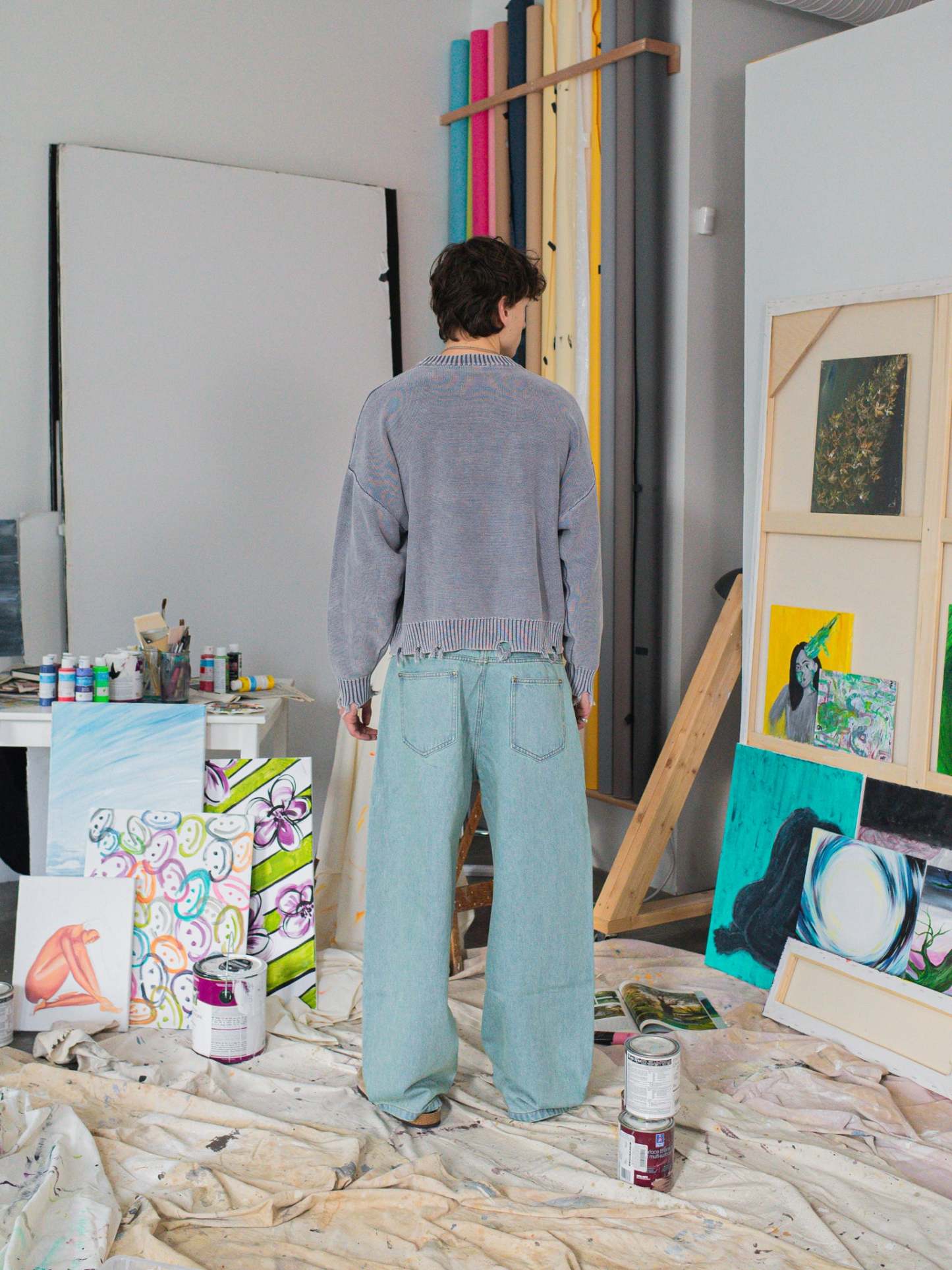 FALLING LETTERS KNIT - WASHED PURPLE-Fineriform