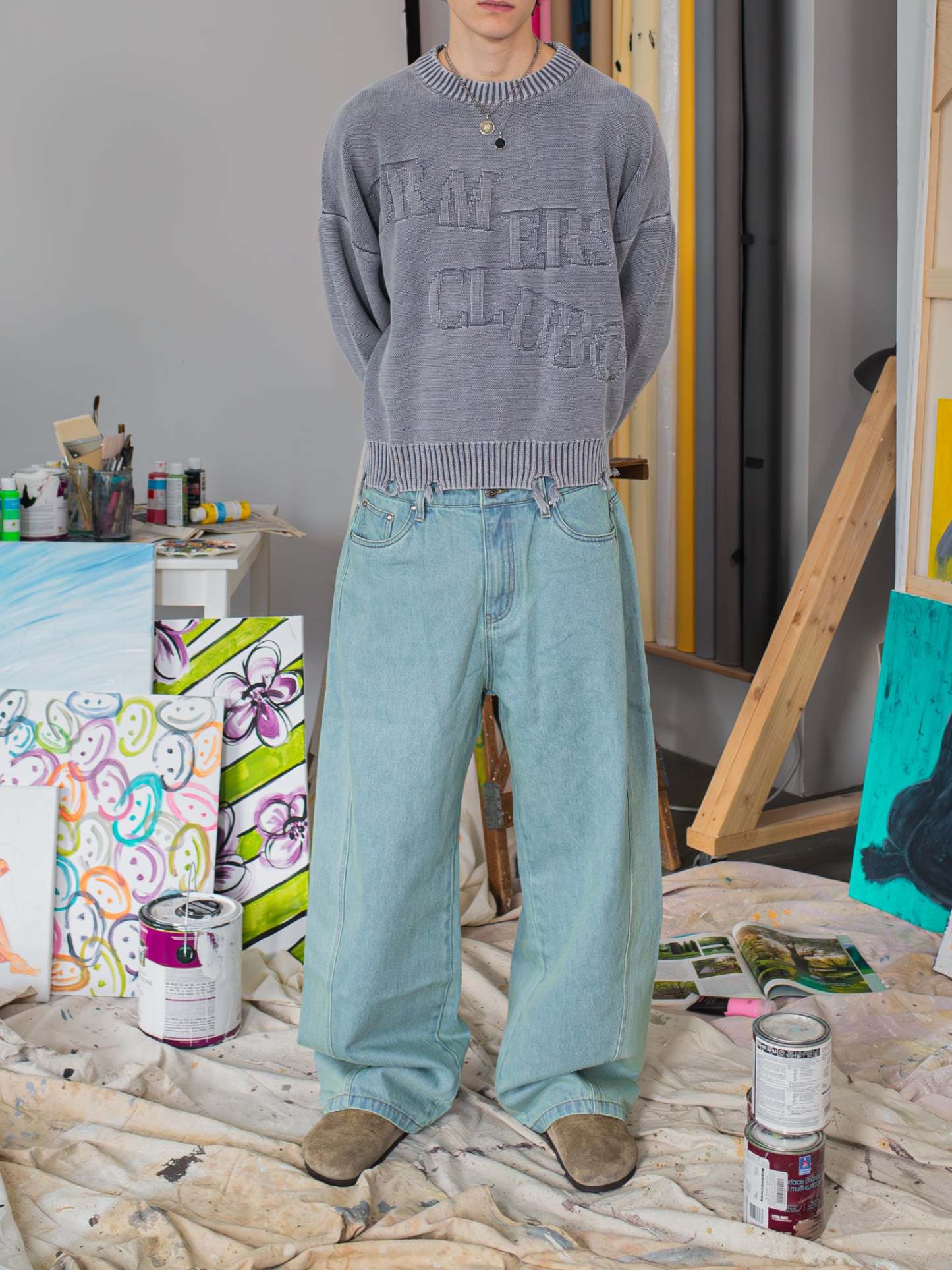 FALLING LETTERS KNIT - WASHED PURPLE-Fineriform