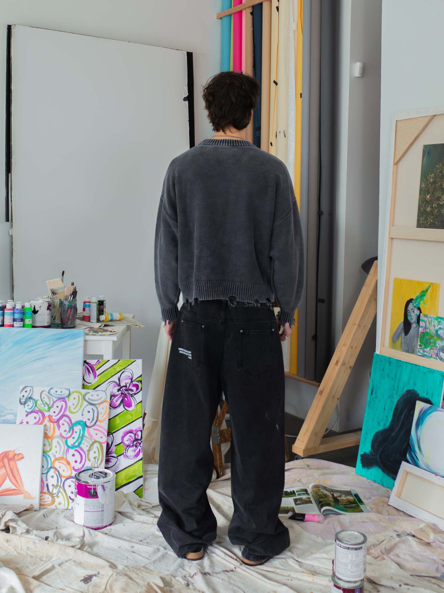 FALLING LETTERS KNIT - WASHED GREY-Fineriform