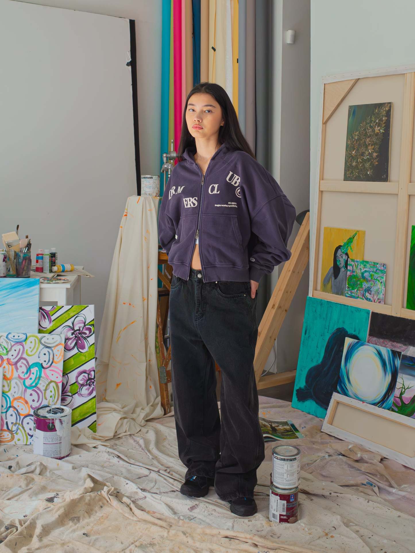 FALLING LETTERS ZIP UP - PURPLE DUSK-Fineriform