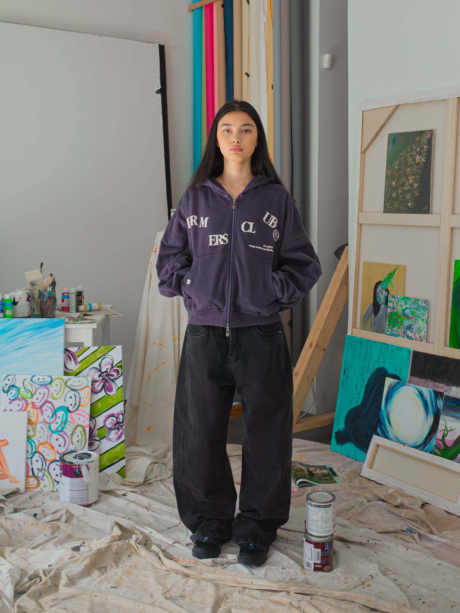 FALLING LETTERS ZIP UP - PURPLE DUSK-Fineriform