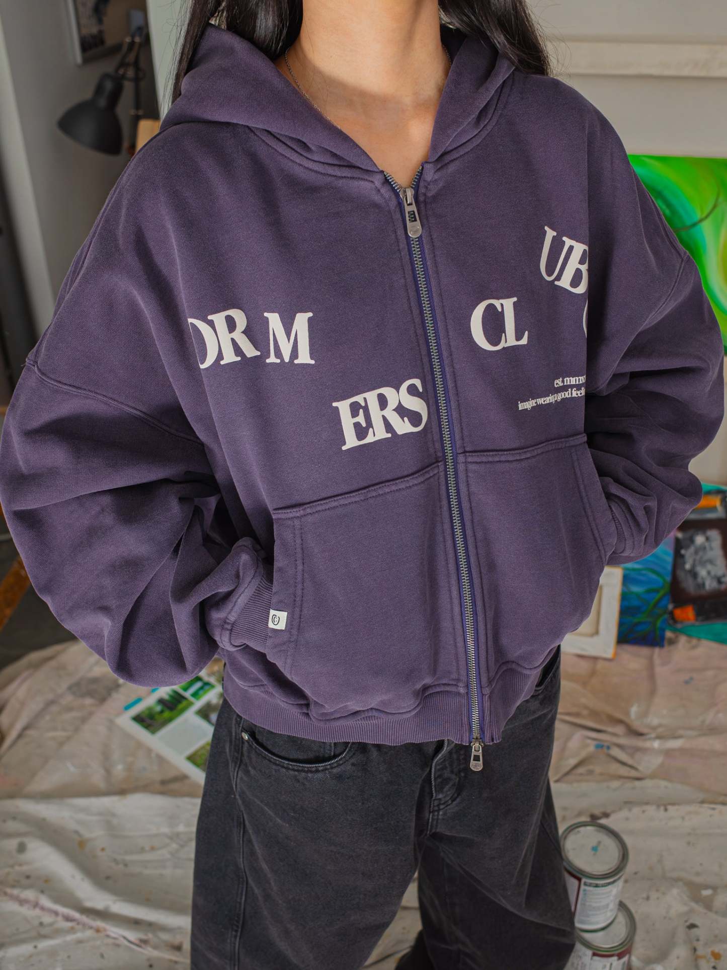 FALLING LETTERS ZIP UP - PURPLE DUSK-Fineriform