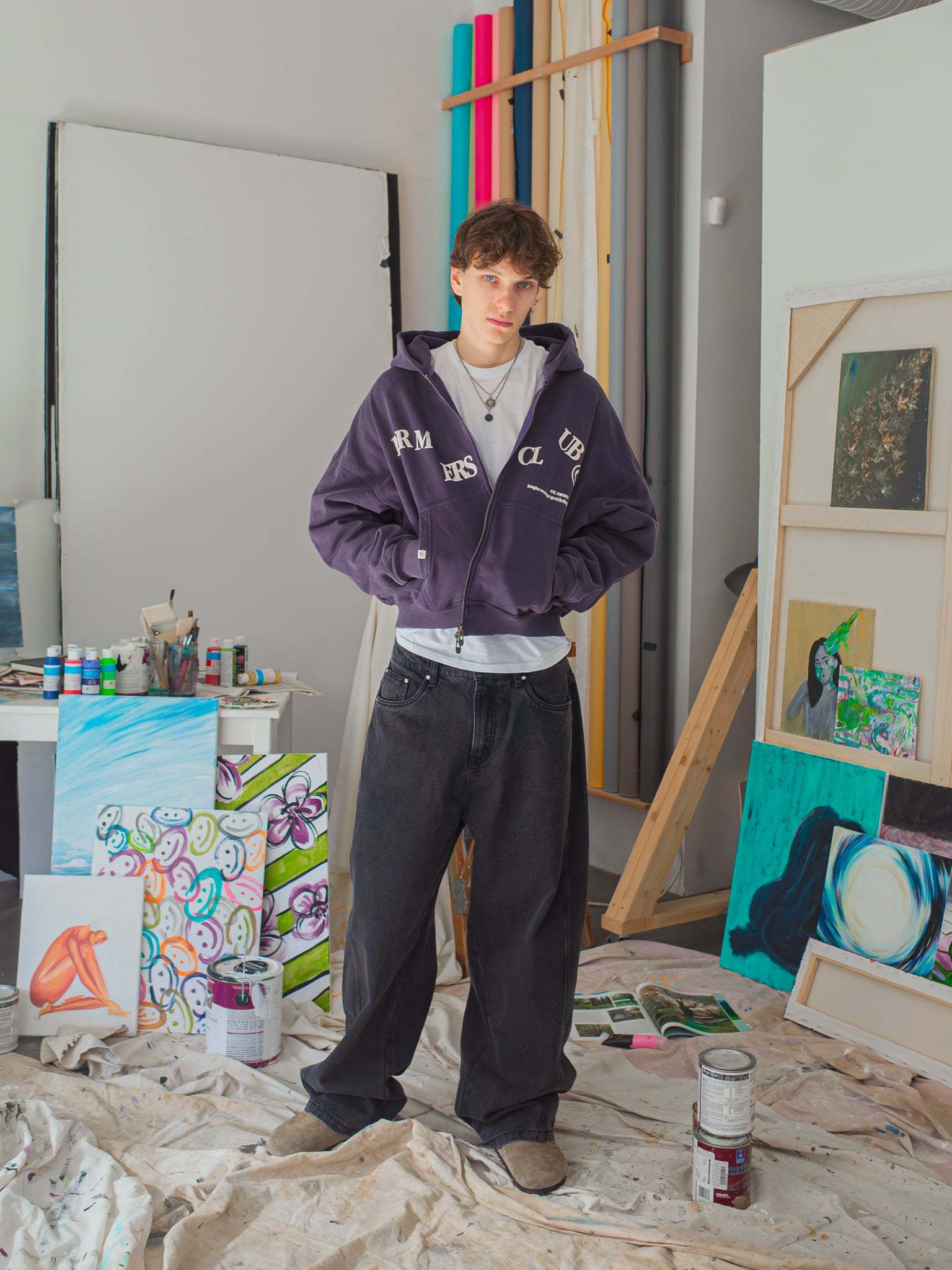 FALLING LETTERS ZIP UP - PURPLE DUSK-Fineriform