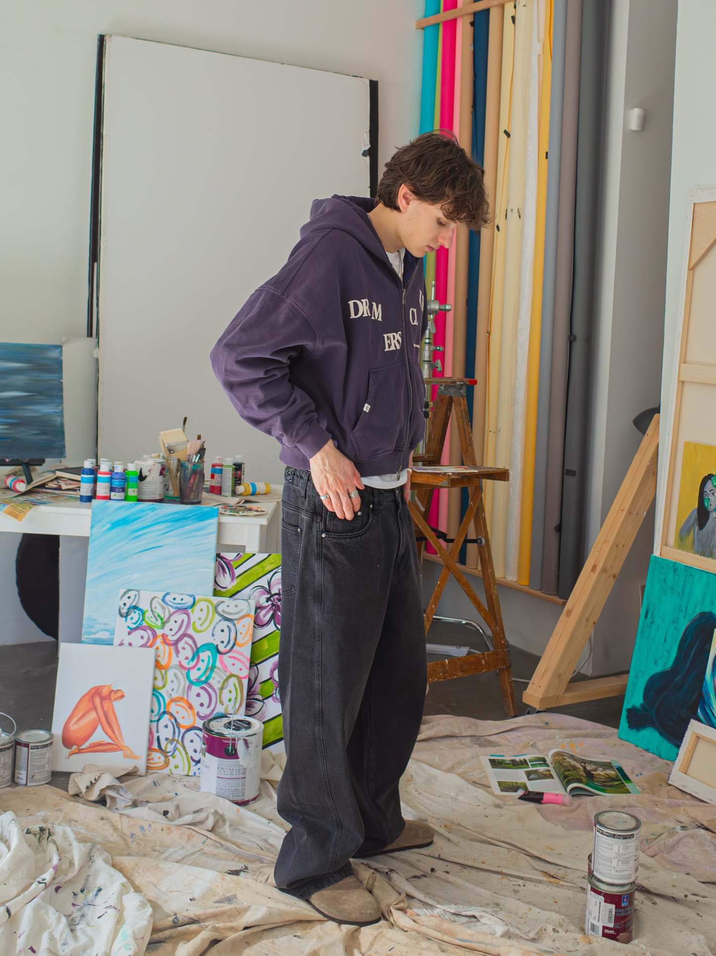 FALLING LETTERS ZIP UP - PURPLE DUSK-Fineriform