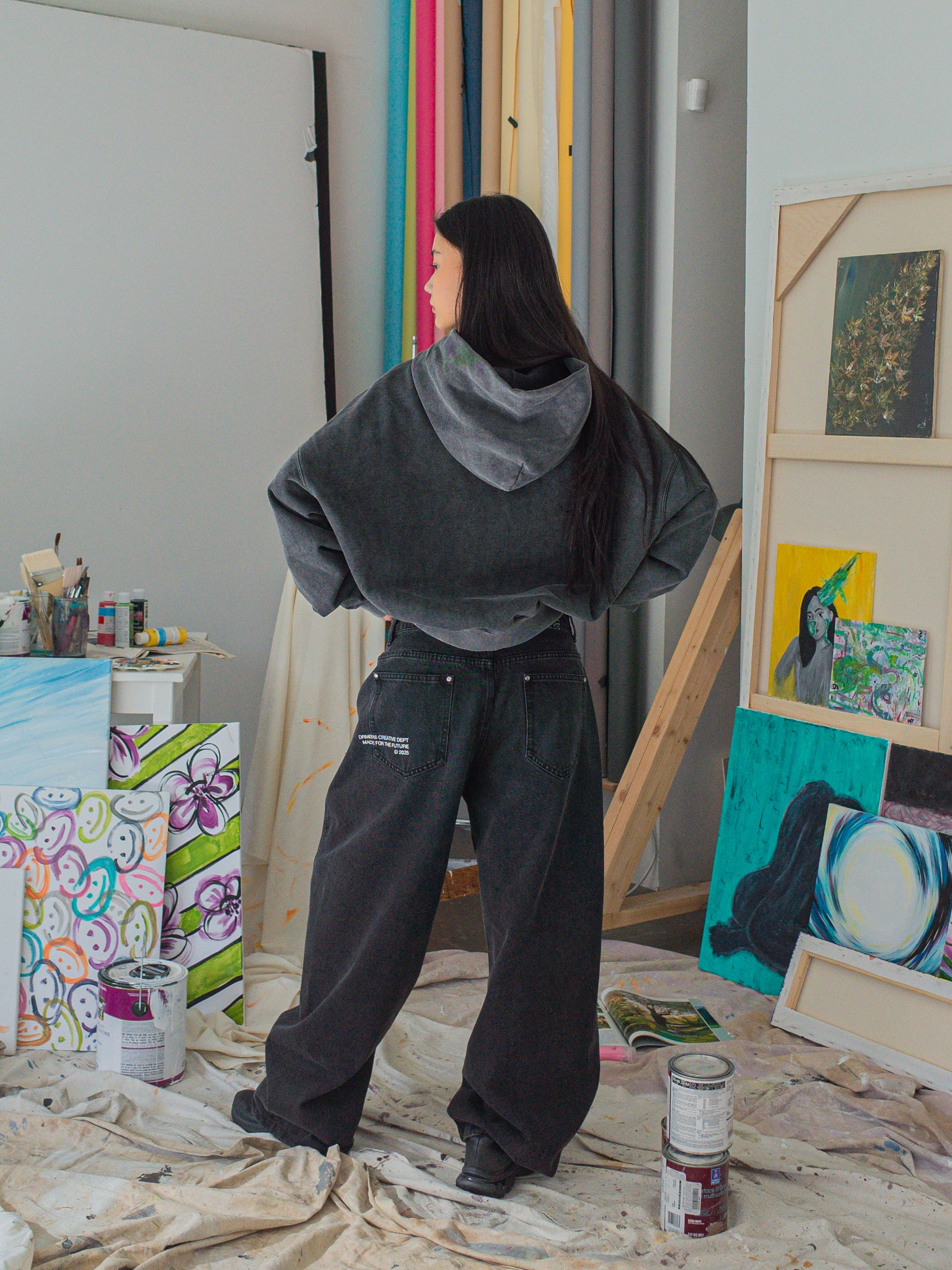 FALLING LETTERS ZIP UP - BLACK-Fineriform