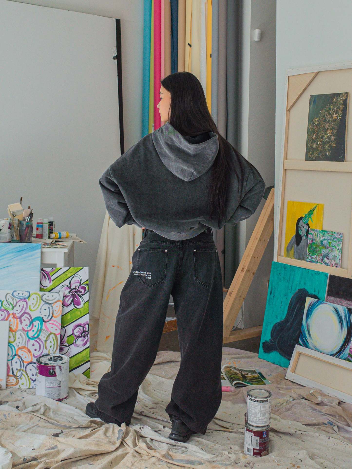 FALLING LETTERS ZIP UP - BLACK-Fineriform