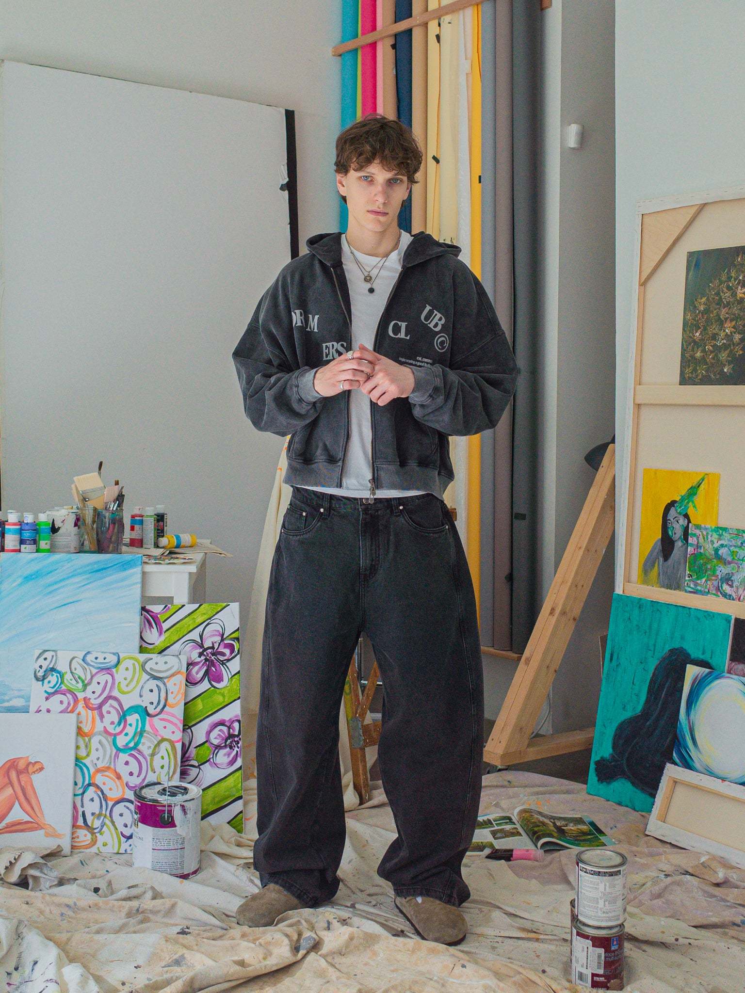 FALLING LETTERS ZIP UP - BLACK-Fineriform