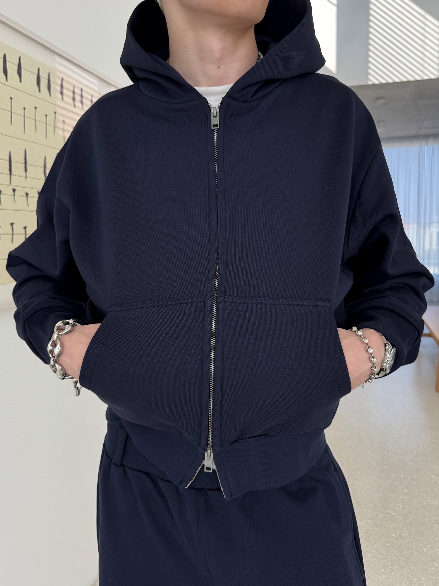 THE BLANC ZIP HOODIE - RICH NAVY-Fineriform