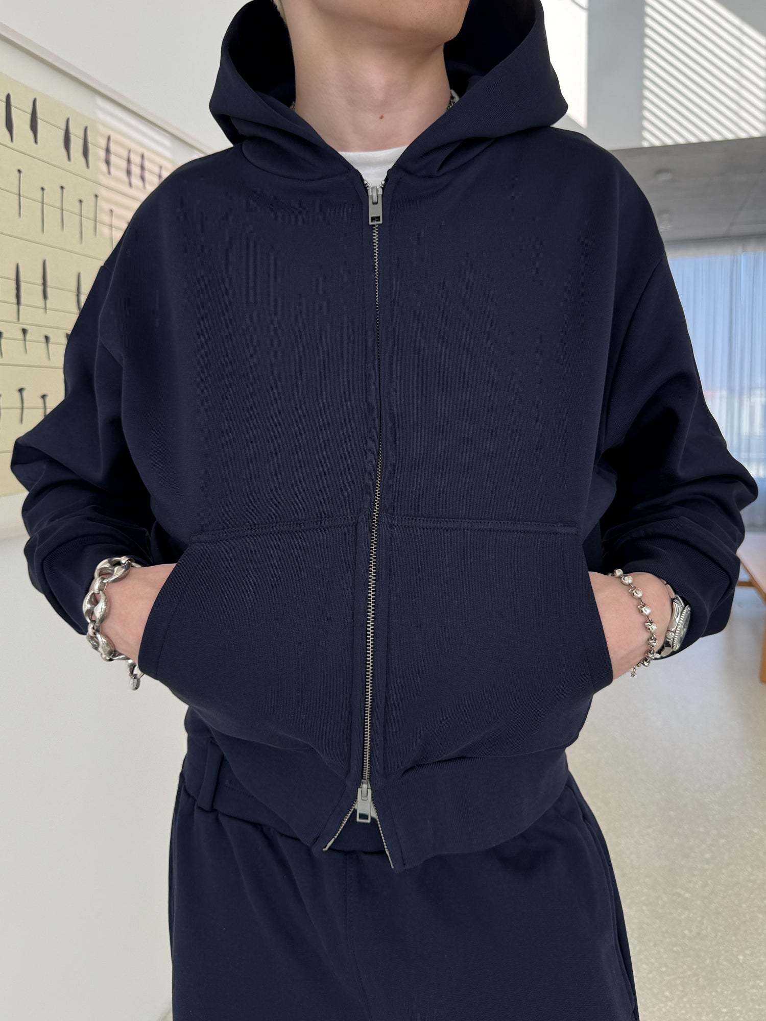THE BLANC ZIP HOODIE - RICH NAVY-Fineriform
