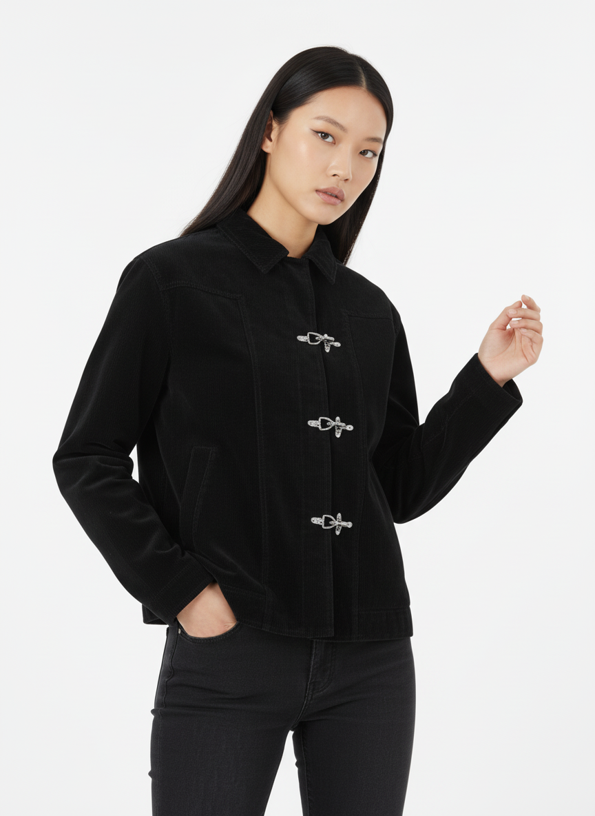 Retro Unique Metal Button Suede Lapel Bomber Jacket - 2538-Fineriform